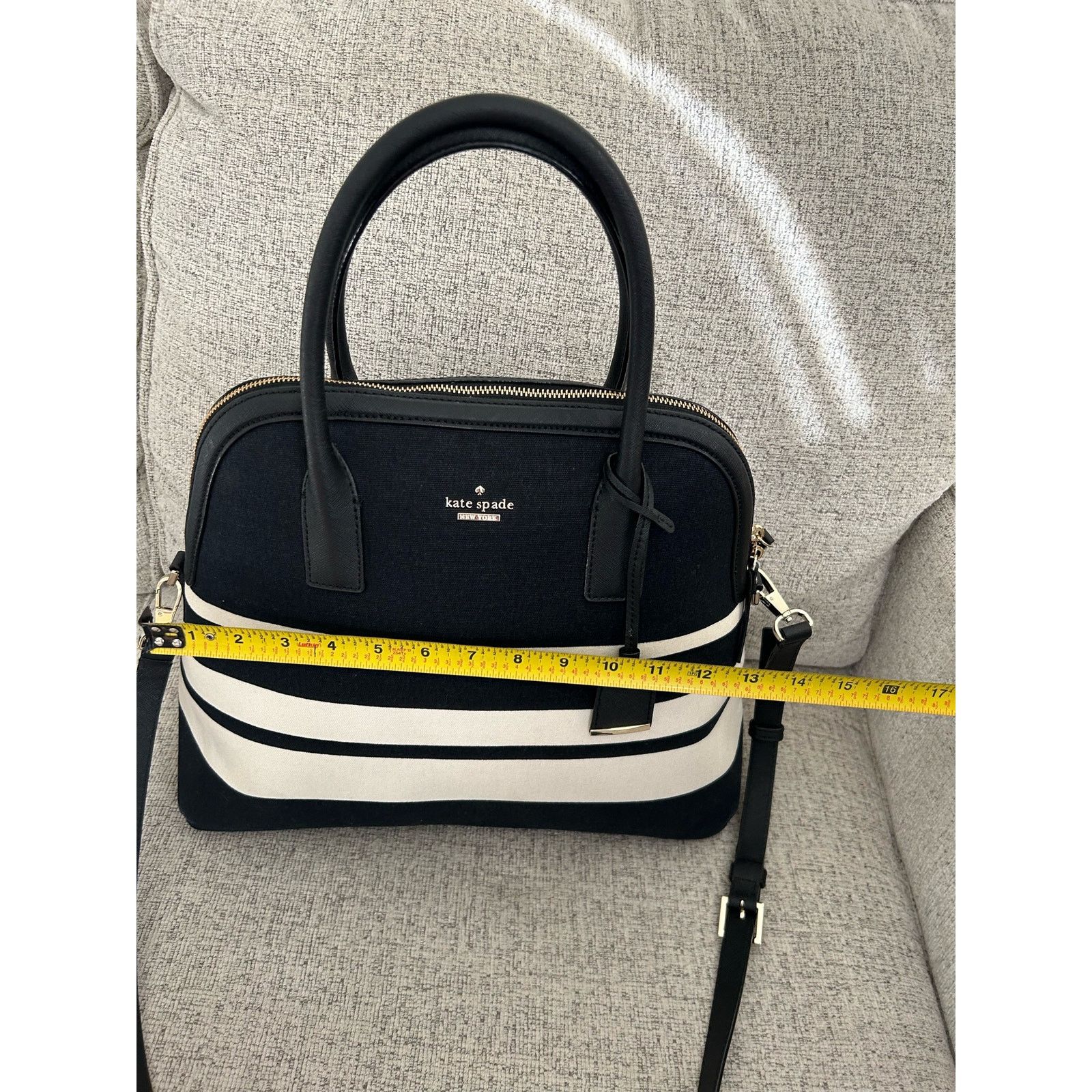 Kate Spade Kate Spade Canvas Tote Large Black White Stripe with Strap Size ONE SIZE - 3 Thumbnail