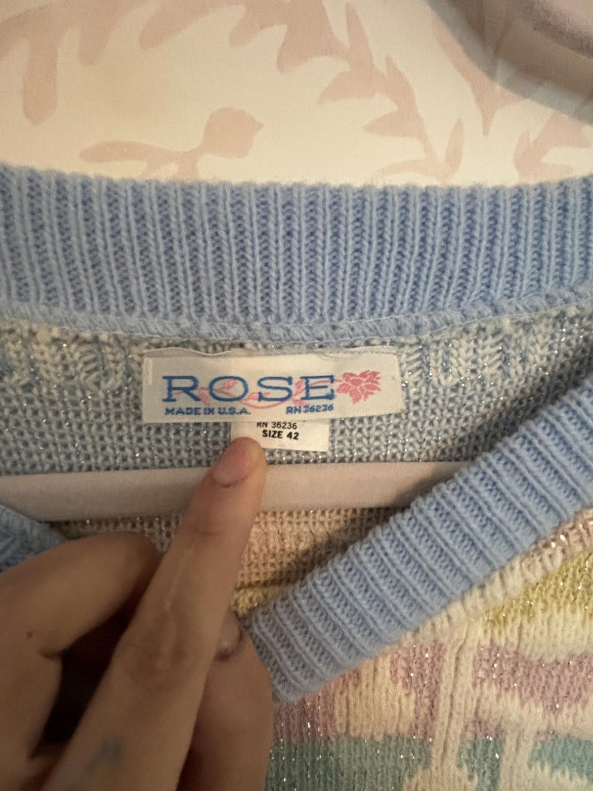 Roberto Cavalli 80's Vintage Pastel Geometric Lurex Rainbow Knit Sweater Size XL / US 12-14 / IT 48-50 - 7 Thumbnail