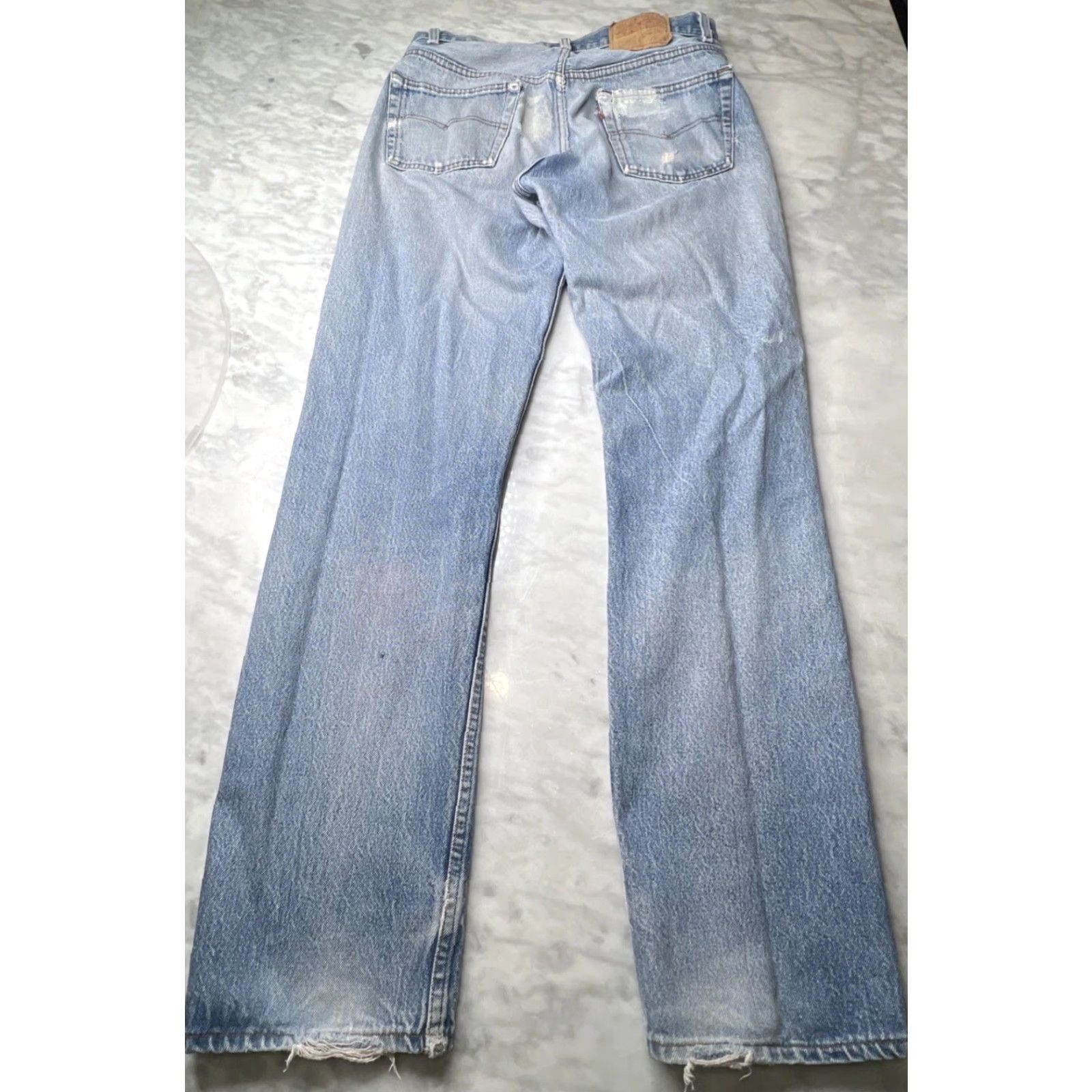 Levi's VINTAGE Levi's 501 Jeans 34x34 Button Fly 80s Thrashed Distressed Blue Denim Mens Regular 5-Pocket USA Size US 34 / EU 50 - 4 Thumbnail