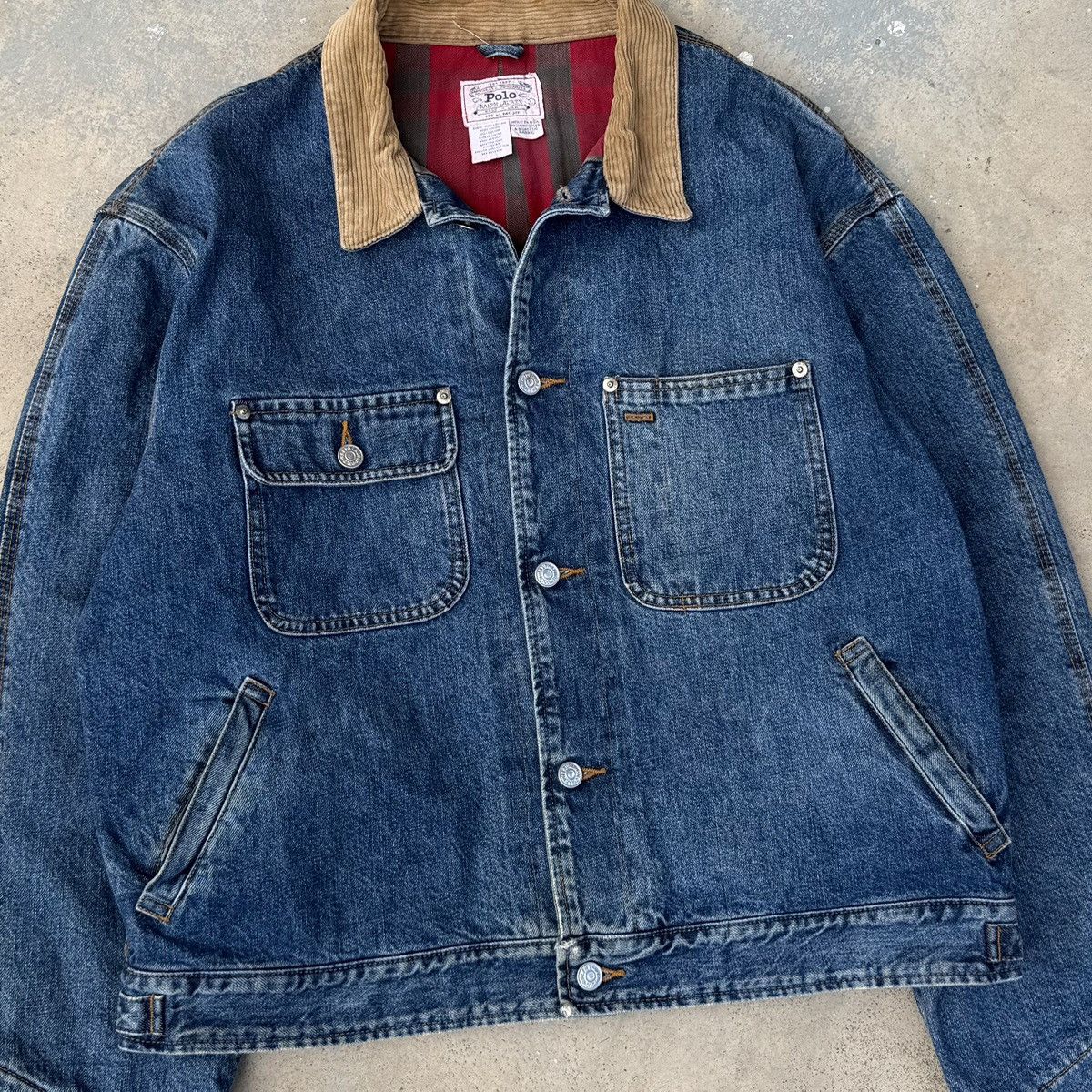 Polo Ralph Lauren Vintage Polo Ralph Lauren Denim Work Jacket Plaid Lining Size US L / EU 52-54 / 3 - 7 Thumbnail