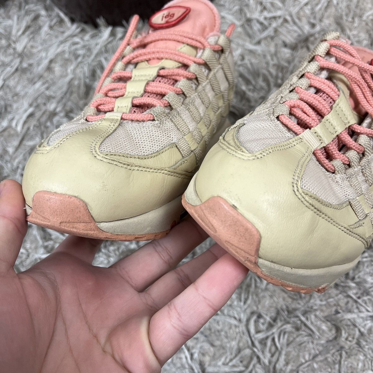 Nike Nike Air Max 95 ID Beige Pink drill Swag Y2k Sport Size US 9.5 / EU 42-43 - 12 Thumbnail