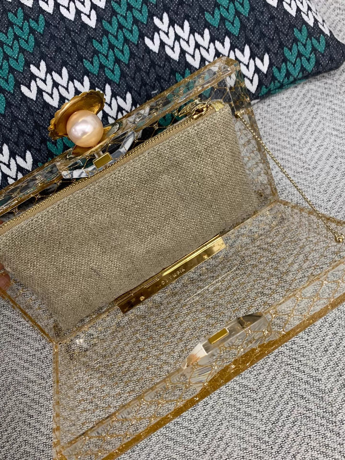 Charlotte Olympia Charlotte Olympia gold pearl acrylic box clutch 99NWT Size ONE SIZE - 4 Thumbnail