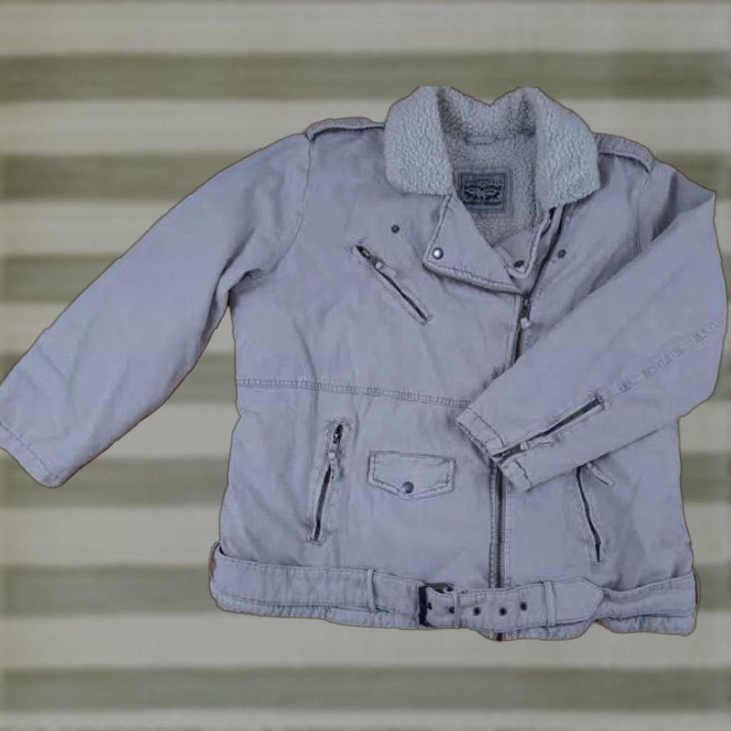 Levi's VINTAGE Levi's White Jeans Faux Fur Insulated Full Zip Bomber Jacket With Belt XL Men Regular Size Jacket Size US 36 / EU 52 - 1 Thumbnail