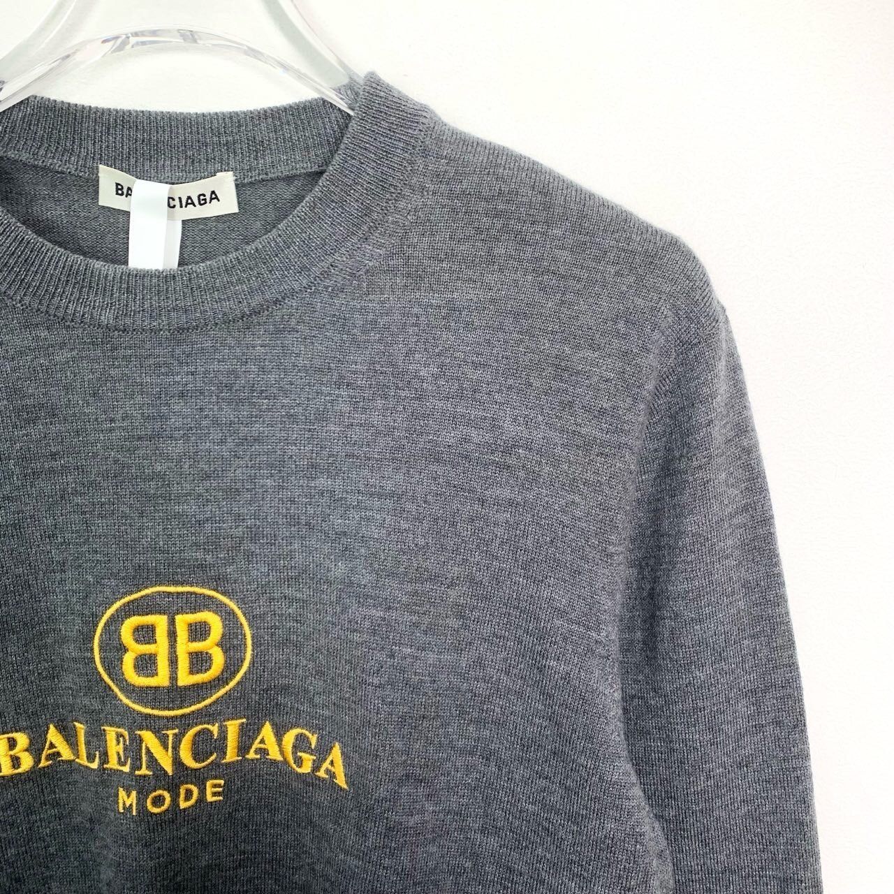 Balenciaga [Balenciaga] Logo-Embroidered Crewneck Knit Sweater 34 Grey Size XXS / US 00 / IT 34 - 5 Thumbnail