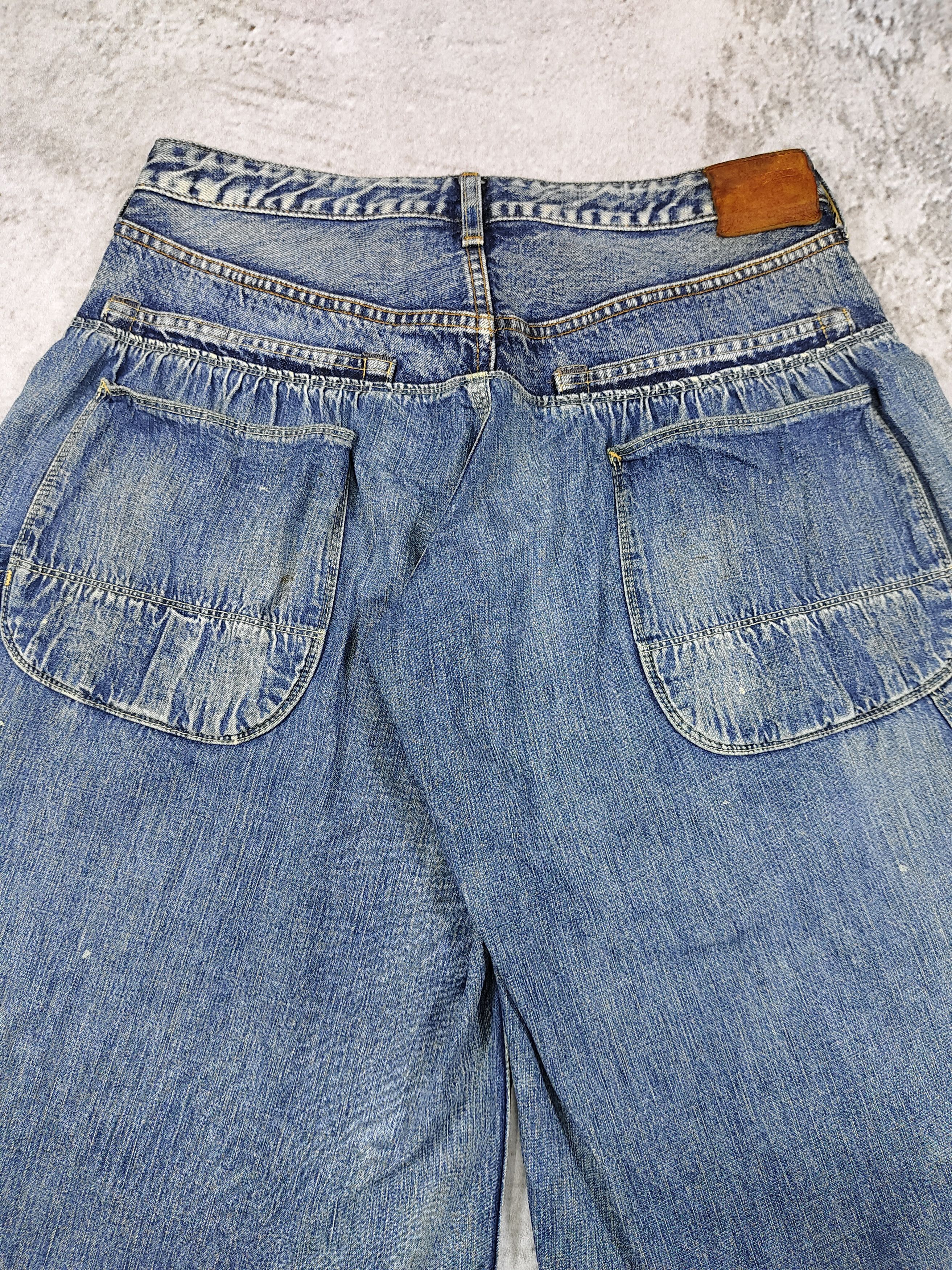 Japanese Brand 00s Denim & Dungaree- Gathered Waist Carpenter Denim Shorts Size US 31 - 2 Thumbnail