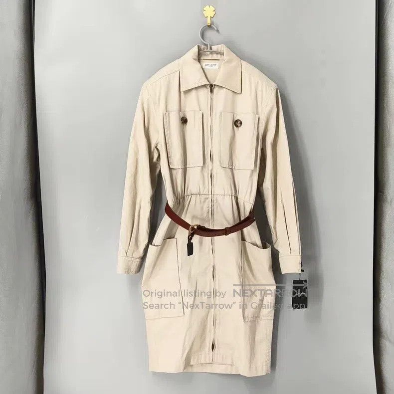 Saint Laurent Paris Saint Laurent Paris Khaki belt trench dress Size S / US 4 / IT 40 - 1 Thumbnail