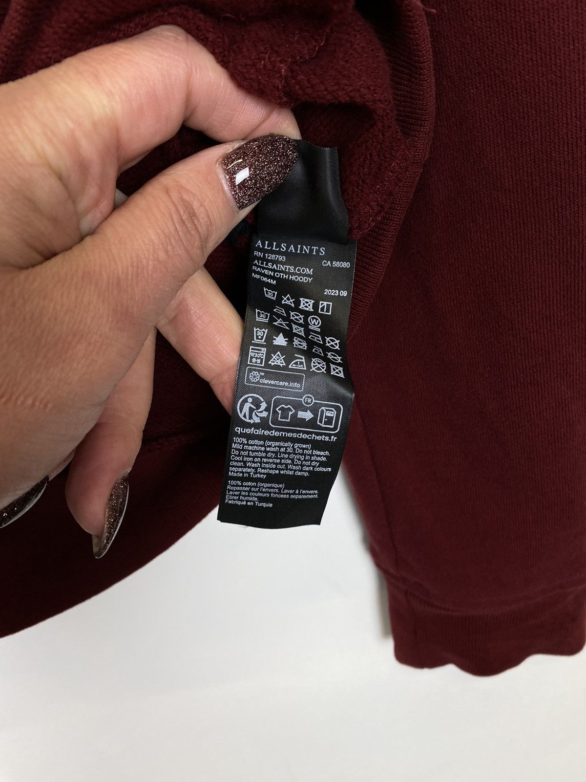Other Allsaints Raven Oth Hoody Burgundy Red Men’s Size Small Y2K Size US S / EU 44-46 / 1 - 6 Thumbnail