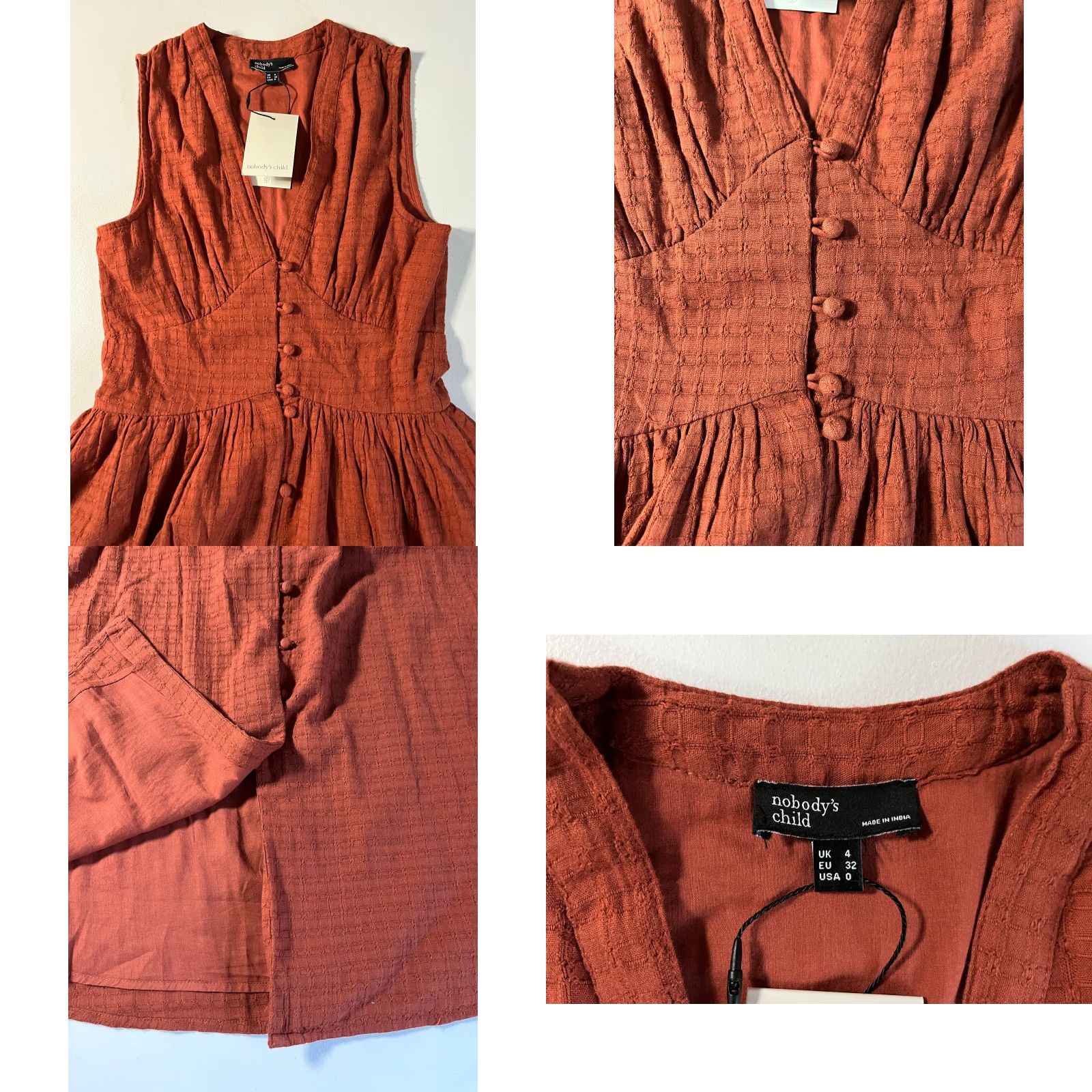 Vintage Nobody's Child Dress Sleeveless Midaxi Starlight Burnt Orange US 0 NWT Size XS / US 0-2 / IT 36-38 - 8 Thumbnail