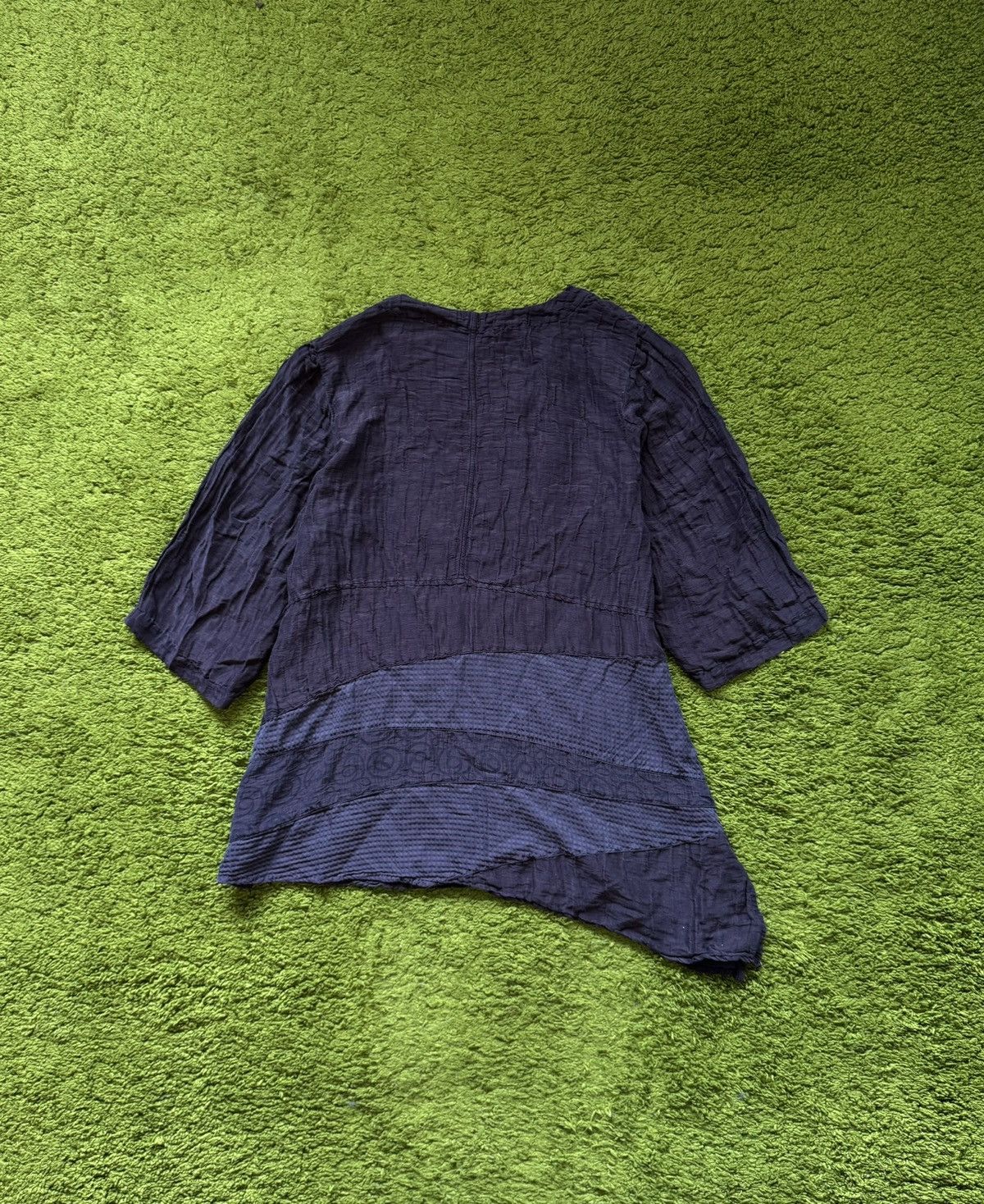 Other Grizas linen + silk blend crinkle plisse assymetric blouse Size L / US 10 / IT 46 - 2 Thumbnail