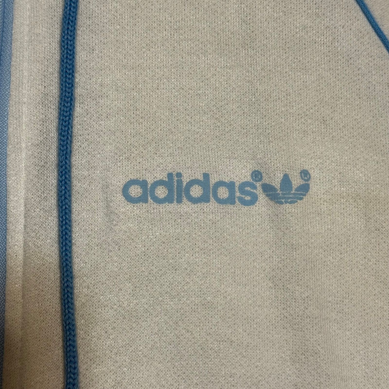 Adidas × Vintage Vintage 80s Adidas Full Zip Hoodie Medium White/Baby Blue Size M / US 6-8 / IT 42-44 - 3 Thumbnail