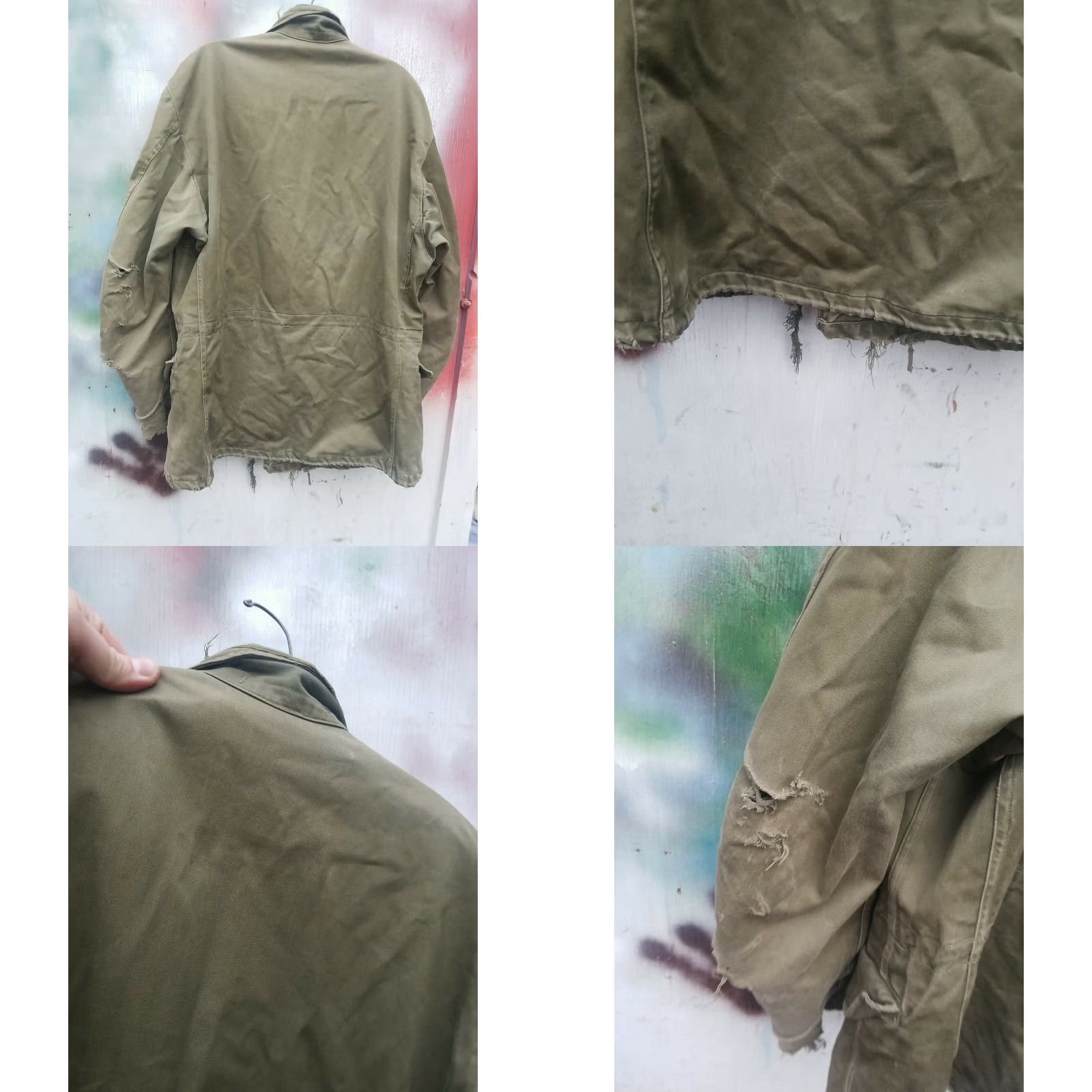 Vintage Vtg 50s Korean War Era M-1951 Issued Military Field Jacket Shell Mens Coat Green M-1951 Cotton Shell Zipper Snap Distressed Fading Size US M / EU 48-50 / 2 - 8 Thumbnail