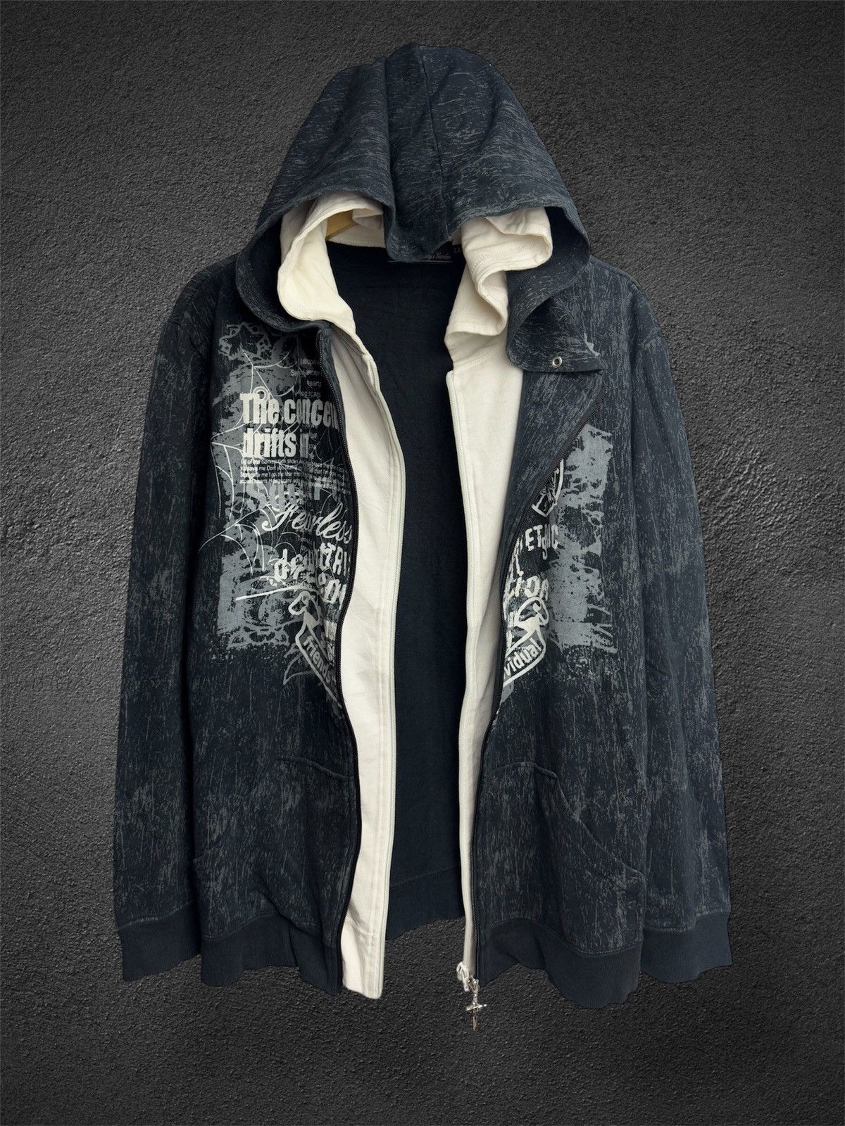 Tornado Mart Double Layers Spider Poem Crosses Zipper Hoodie Size US M / EU 48-50 / 2 - 2 Thumbnail