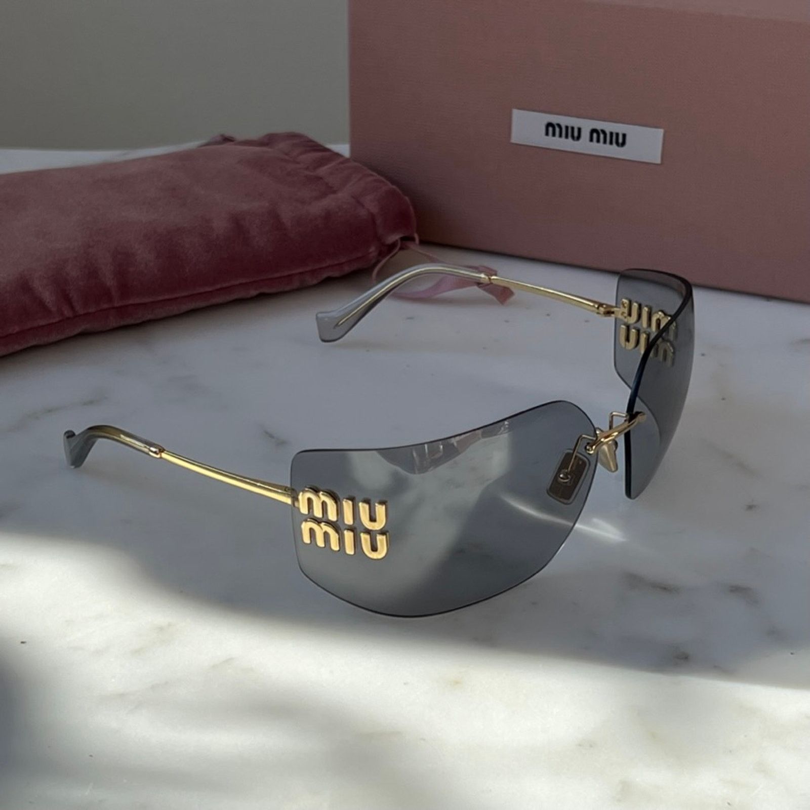 Miu Miu NEW Miu Miu MU54YS Grey Mask Sunglasses Size ONE SIZE - 5 Thumbnail