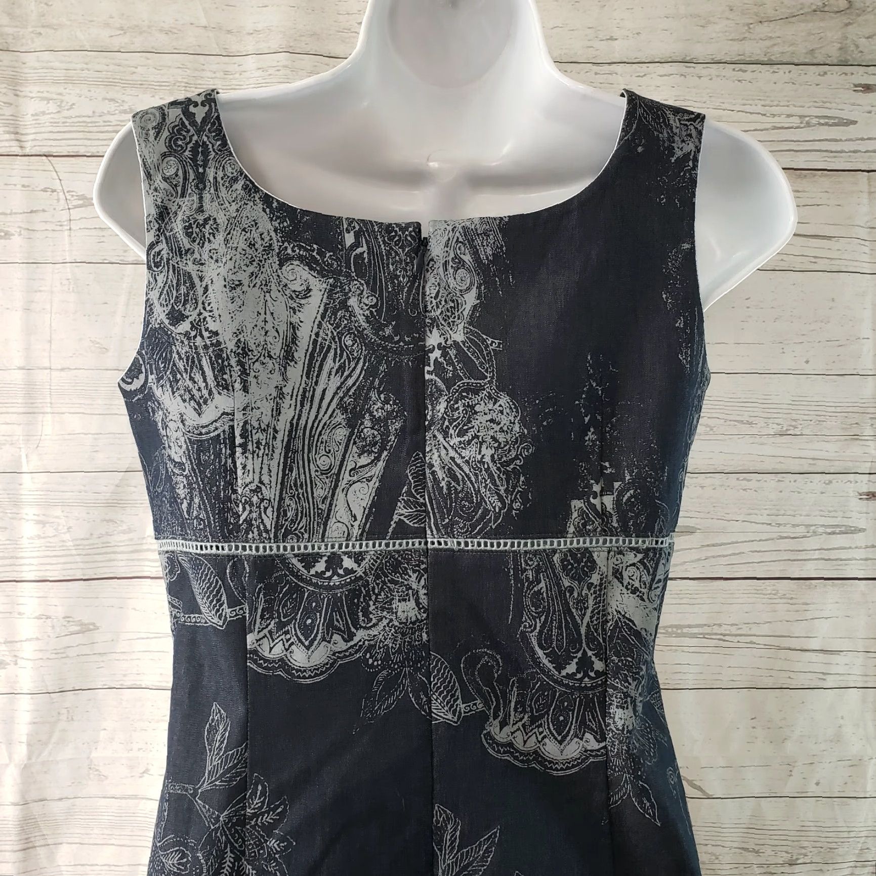 Vintage Marine Dress Womens Sz 6 Gray Blue Sleeveless Ruffle Hem Size M / US 6-8 / IT 42-44 - 3 Thumbnail