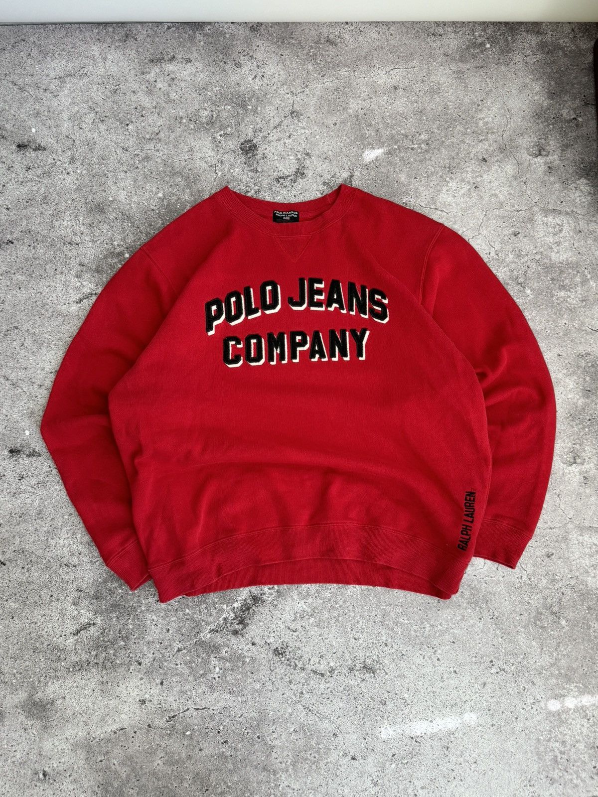 Polo Ralph Lauren × Vintage Vintage Polo Ralph Lauren jeans big logo faded sweatshirt Size US L / EU 52-54 / 3 - 2 Thumbnail