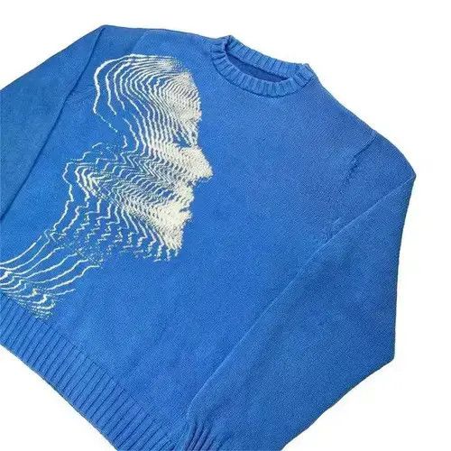 Aran Isles Knitwear × Japanese Brand Vintage sweater with a girl's face Size US M / EU 48-50 / 2 - 3 Thumbnail