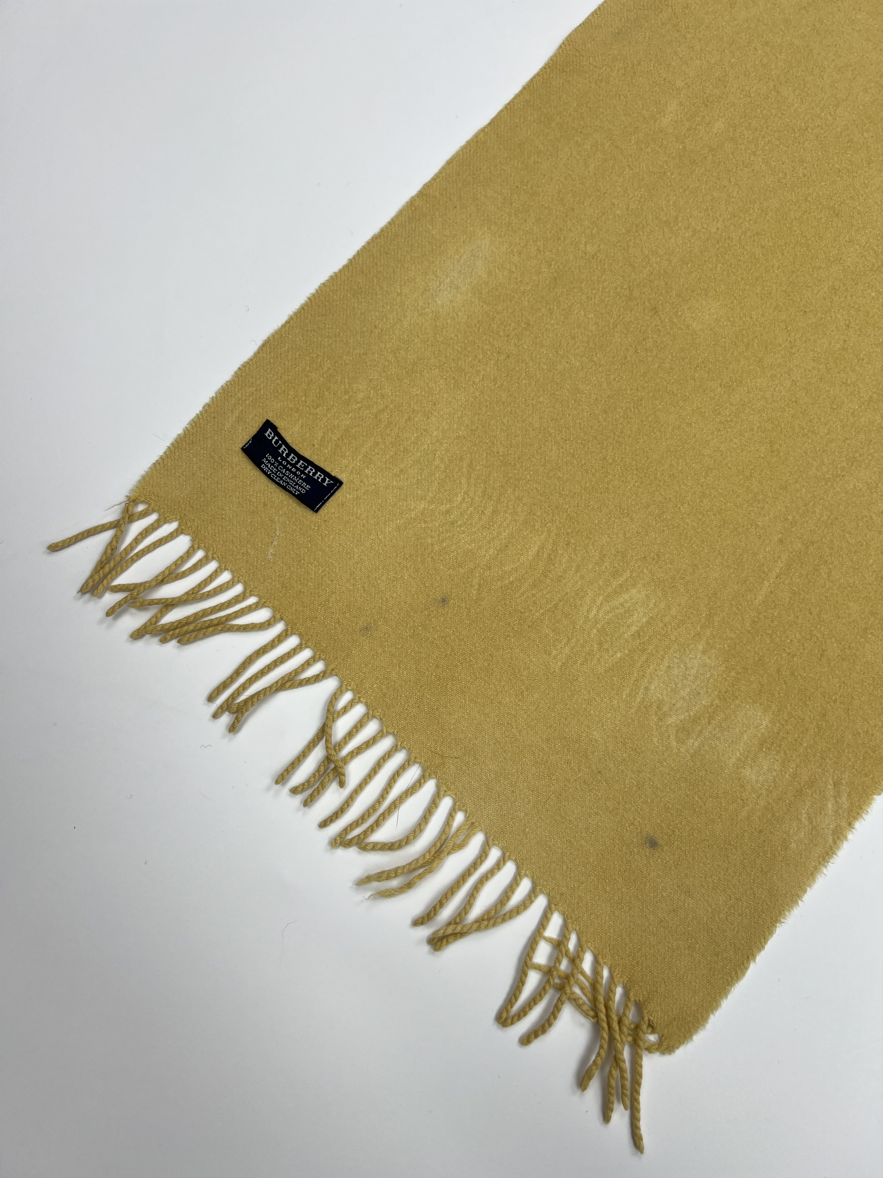 Burberry Vintage Burberry 2M Yellow Cashmere Scarf Embroidered Size ONE SIZE - 9 Thumbnail