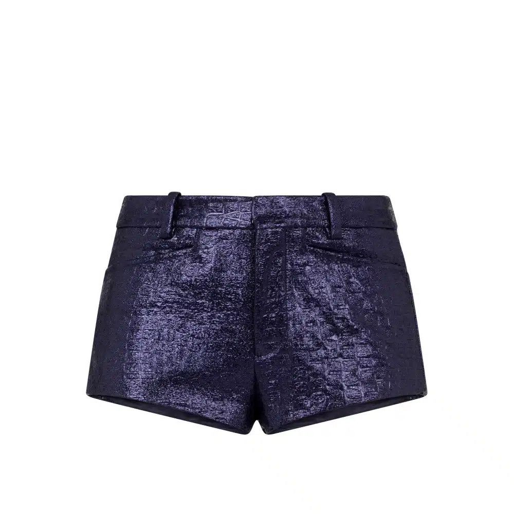 Tom Ford o1loc1c0325 SH0054 Croc Embossed Lurex Short in Blue Size 25" / US 0 / IT 36 - 1 Thumbnail