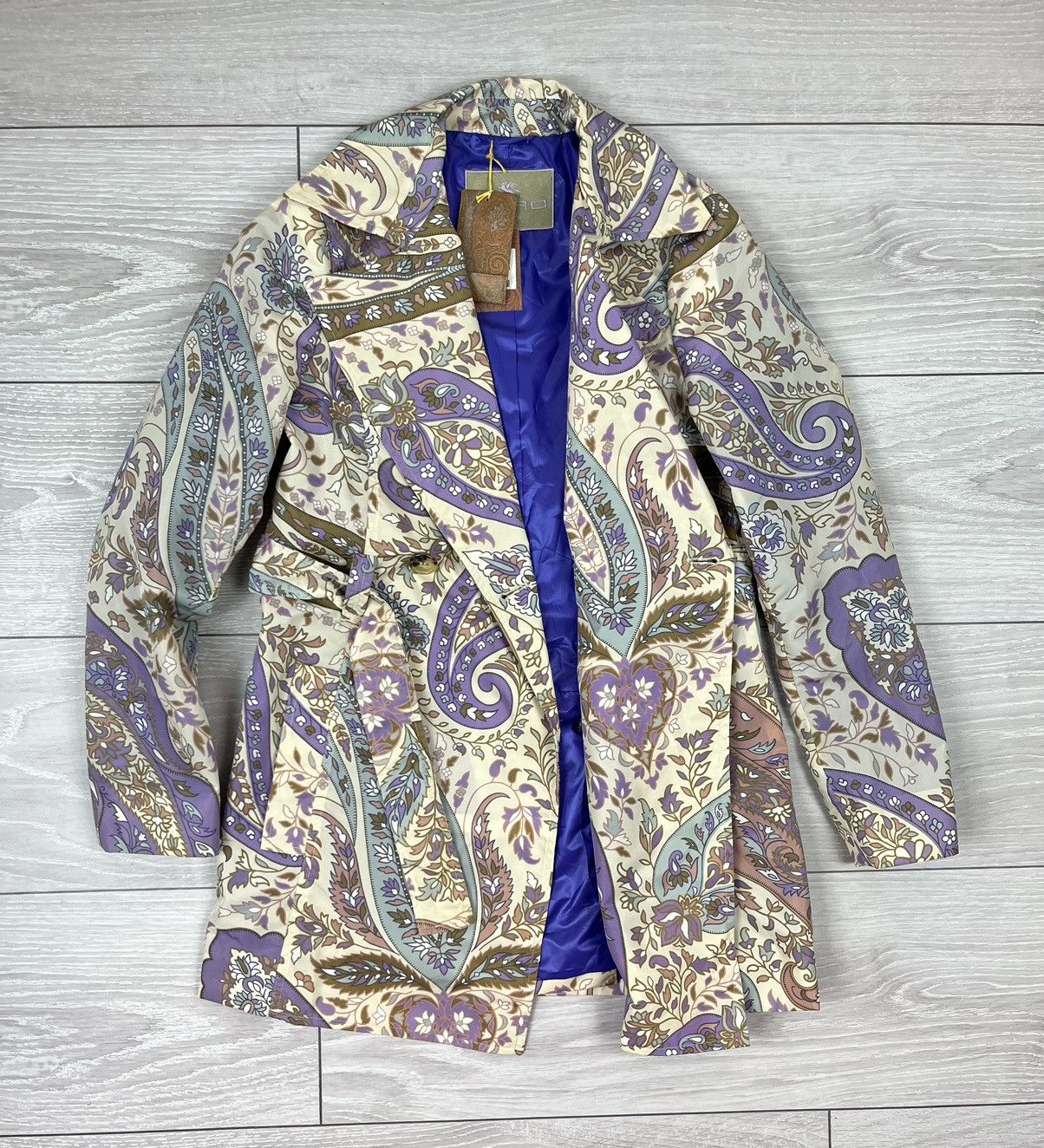 Etro New Etro Multicolor All Over Print Nylon Trench Coat Jacket Size US M / EU 48-50 / 2 - 2 Thumbnail
