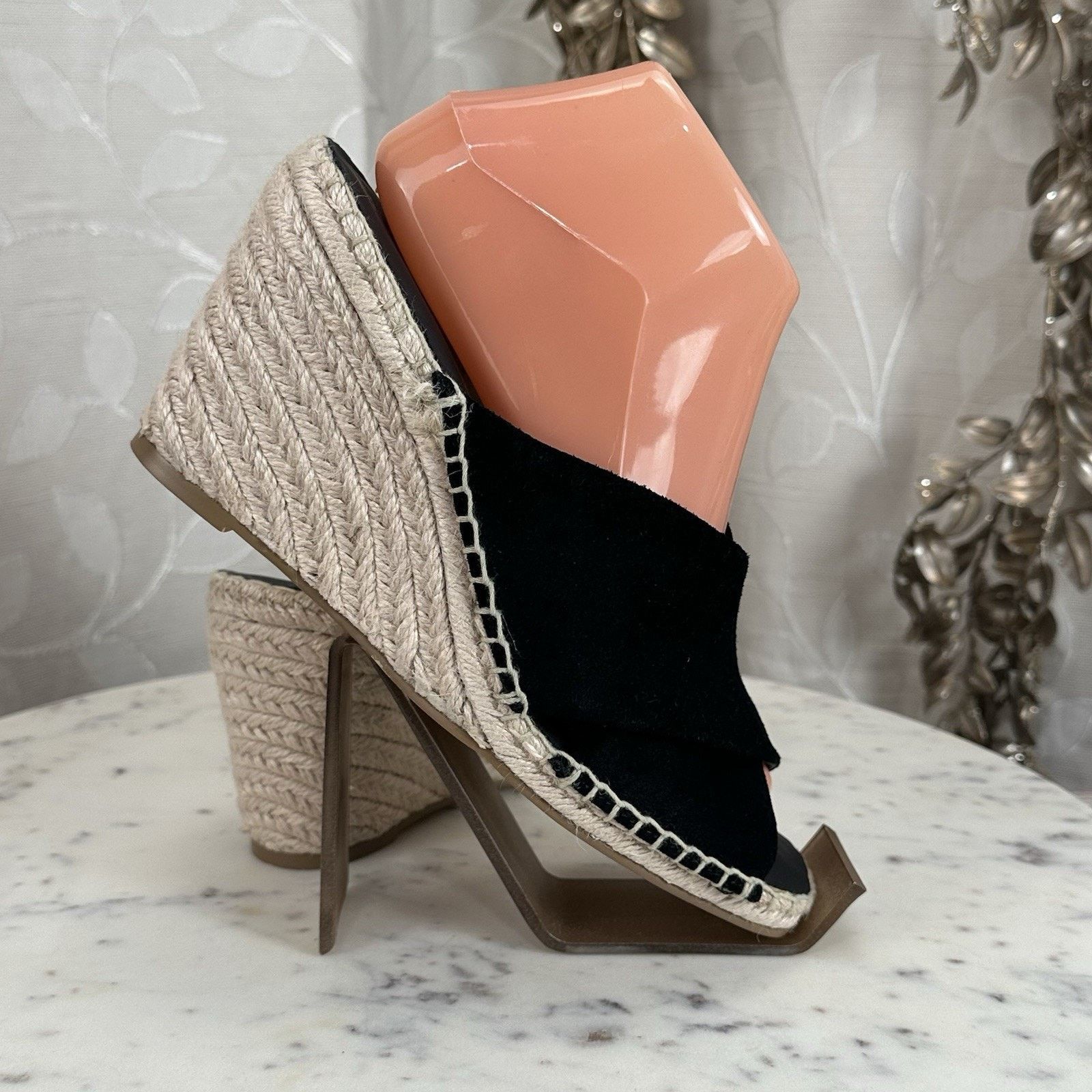 Banana Republic Banana Republic Sandals 8.5 M Wedge Espadrille Black Suede Size US 8.5 / IT 38.5 - 7 Thumbnail