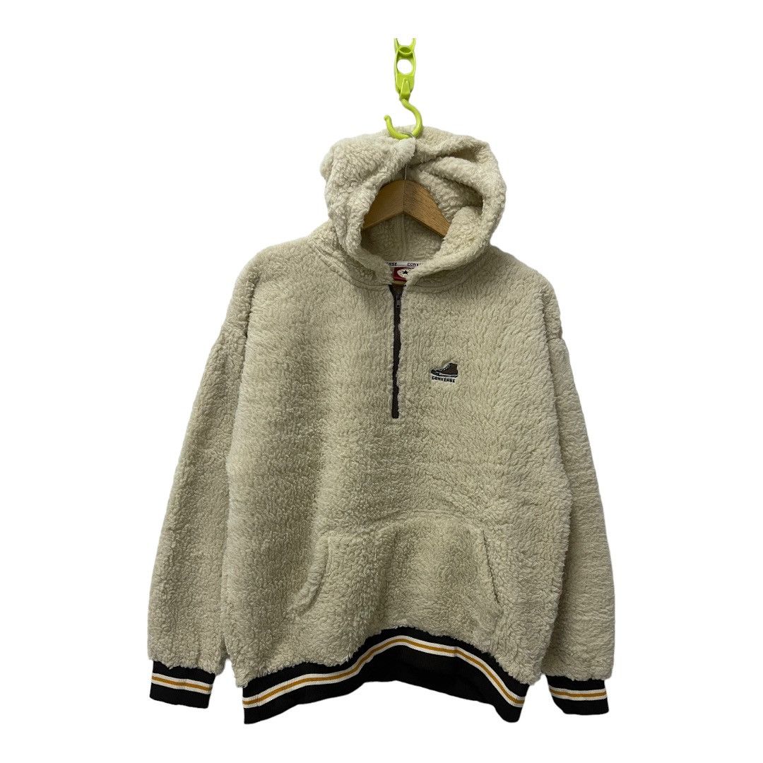 Converse Vtg Converse "Chuck Taylor" Sherpa Fleece Half-Zip Hoodie Size US L / EU 52-54 / 3 - 1 Thumbnail
