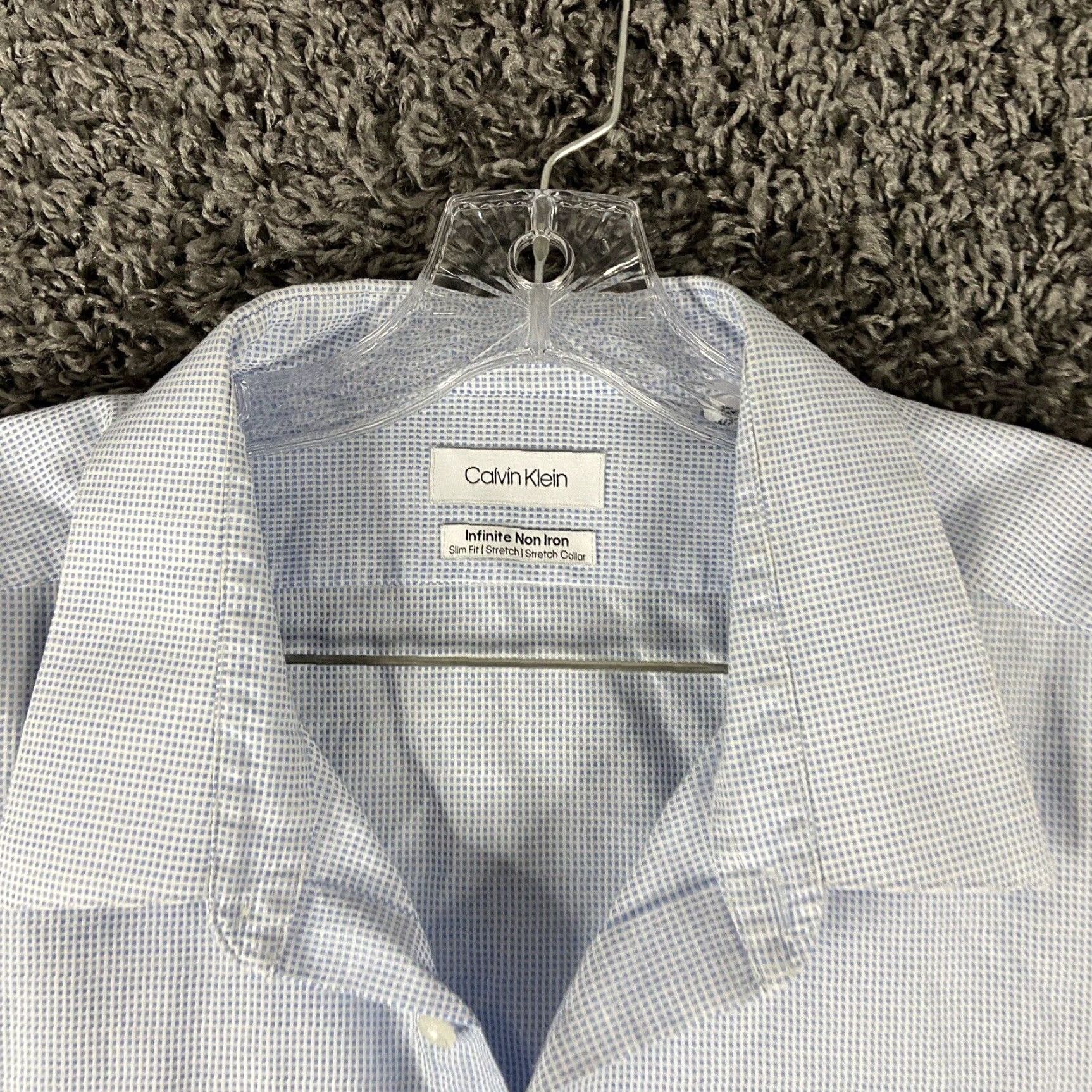 Calvin Klein CALVIN KLEIN Slim Fit Blue Long Sleeve Dress Shirt 3XL Mens Size 48R - 5 Thumbnail
