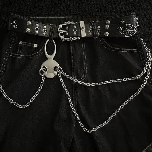 Jewelry Silver Chain Wallet Belt, Punk Metal Chain Accessory Size ONE SIZE - 3 Thumbnail