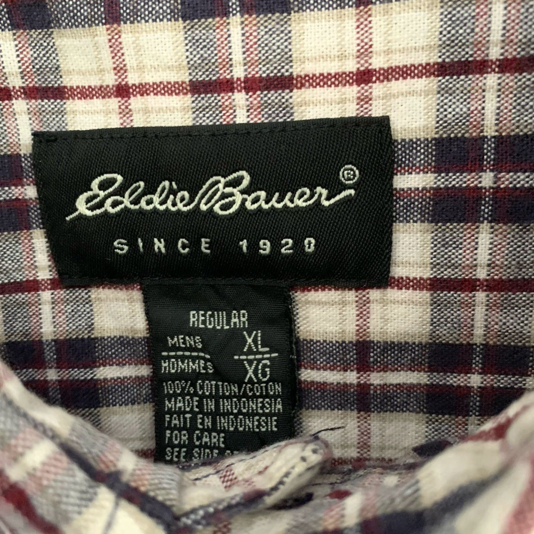 Eddie Bauer Eddie Bauer Mens XL Button-Up Shirt - Ivory Plaid, Long Sleeve, Cotton, Woven, Classic Fit, Button-Down Collar, Pockets, Easy Care, Casual, Business Size US XL / EU 56 / 4 - 2 Thumbnail