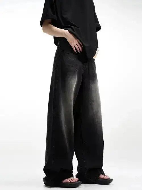 Japanese Brand Retro high street washed distressed wide leg jeans Size US 32 / EU 48 - 2 Thumbnail