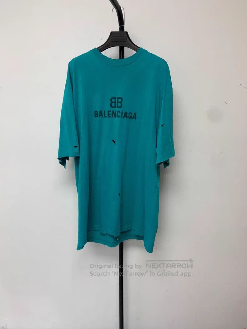 Balenciaga Balenciaga Mosaic Faded Logo BB Alphabet Relaxed Ripped Di Size US XXS / EU 40 - 1 Thumbnail