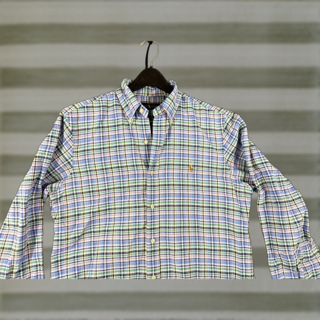 Ralph Lauren Ralph Lauren Shirt Mens M Blue Green Plaid Button Down Long Sleeve Pony Logo Size US M / EU 48-50 / 2 - 1 Thumbnail