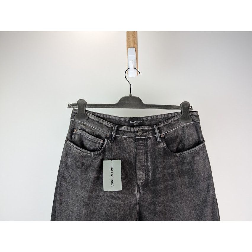 Balenciaga o1rshd1 Trompe L'oeil Fleece Denim Pants in Black Size US 30 / EU 46 - 3 Thumbnail