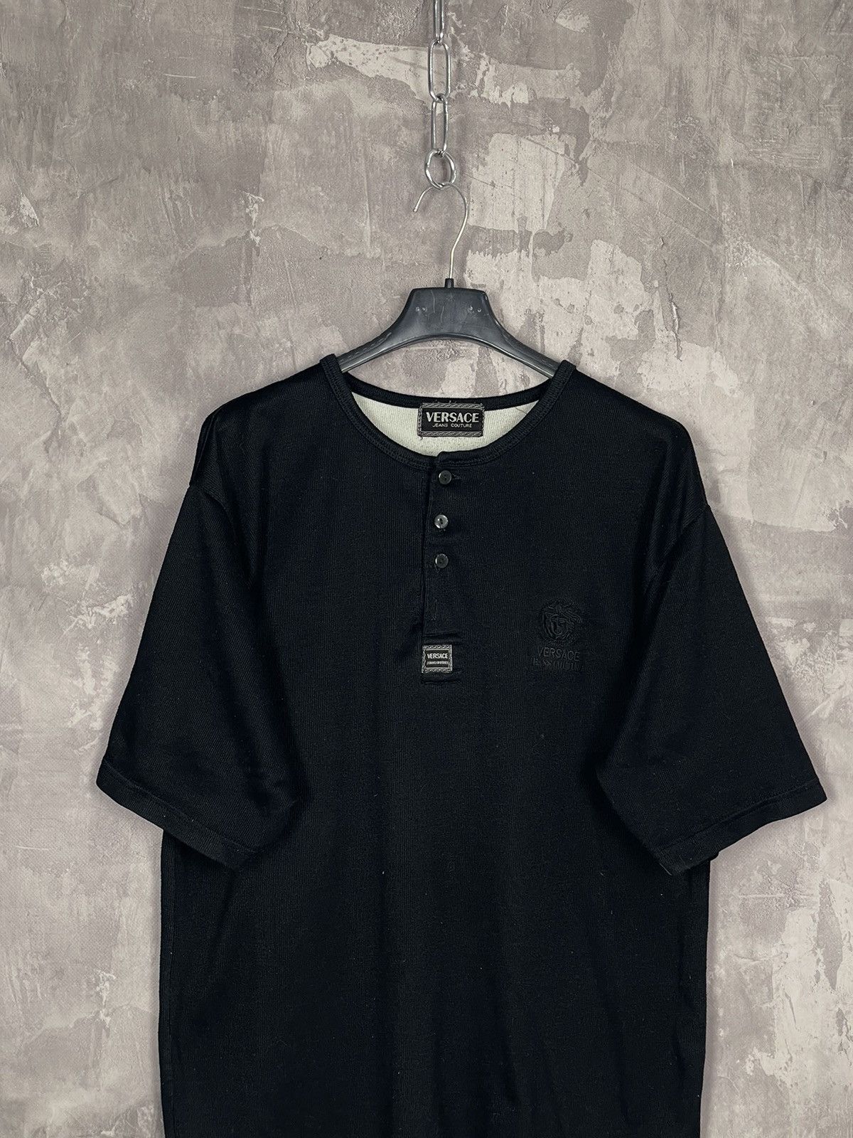 Versace × Versace Jeans Couture × Vintage 00's Y2K Versace Jeans Couture Black Retro Polo Shirt Size US L / EU 52-54 / 3 - 2 Thumbnail