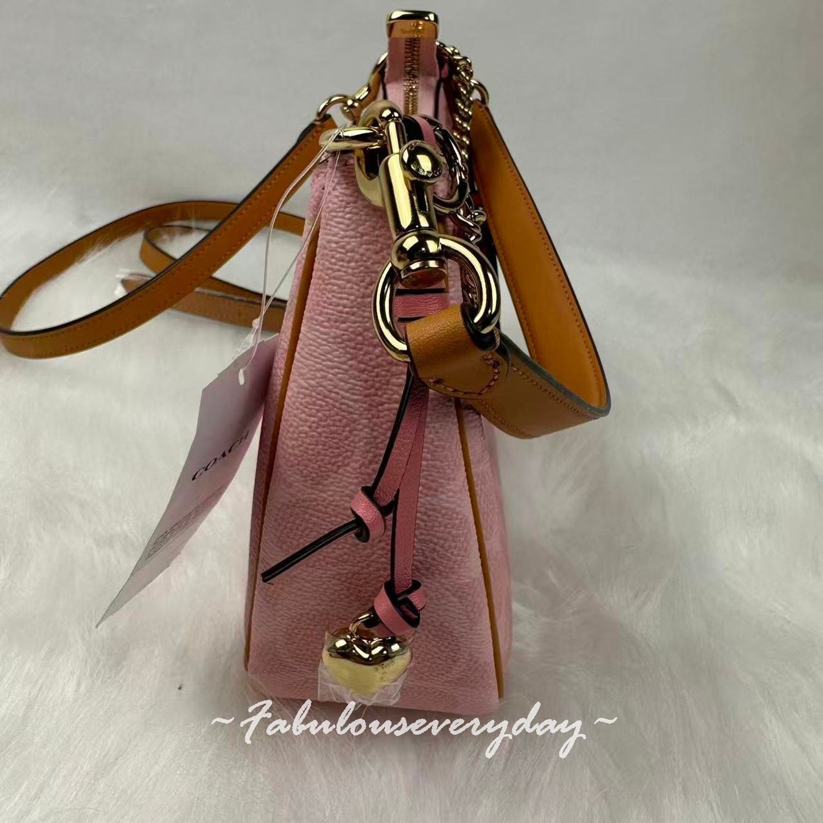 Coach Coach Teri Shoulder Signature Canvas Charms Gold/Powder Pink Size ONE SIZE - 3 Thumbnail