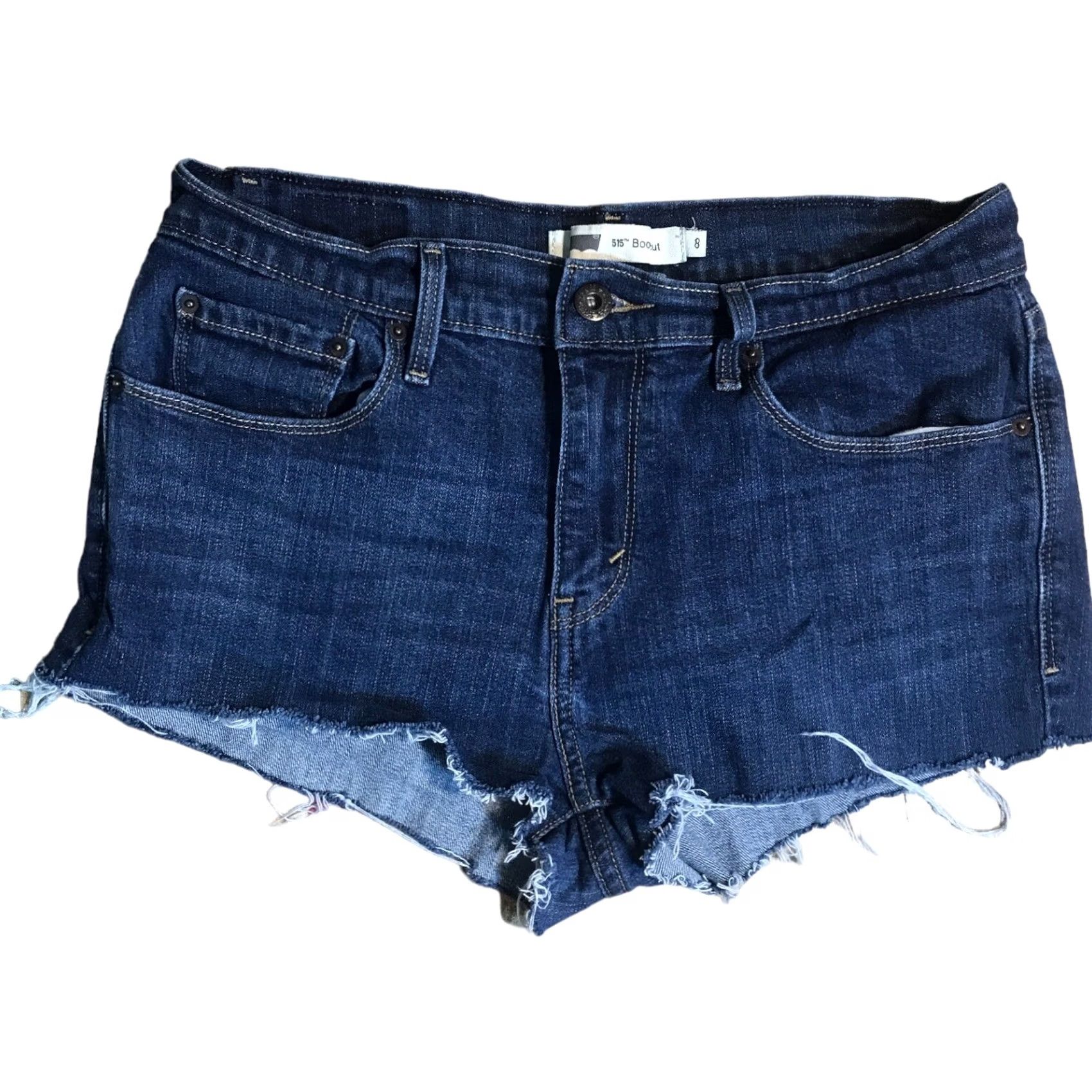 Levi's Levis Womens Shorts Blue Denim 515 Cut-Off Frayed Hems Stretch Zip Fly Tag 8 Size 30" / US 8 / IT 44 - 2 Thumbnail