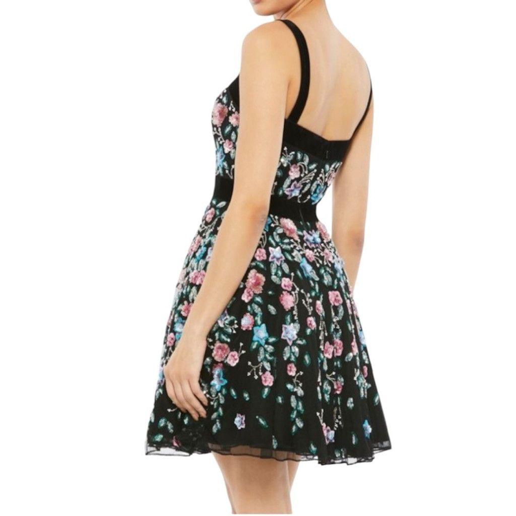 Mac Duggal Mac Duggal Sequin Floral Mesh Cocktail Dress Sz 6 Whimsigoth Size M / US 6-8 / IT 42-44 - 3 Thumbnail