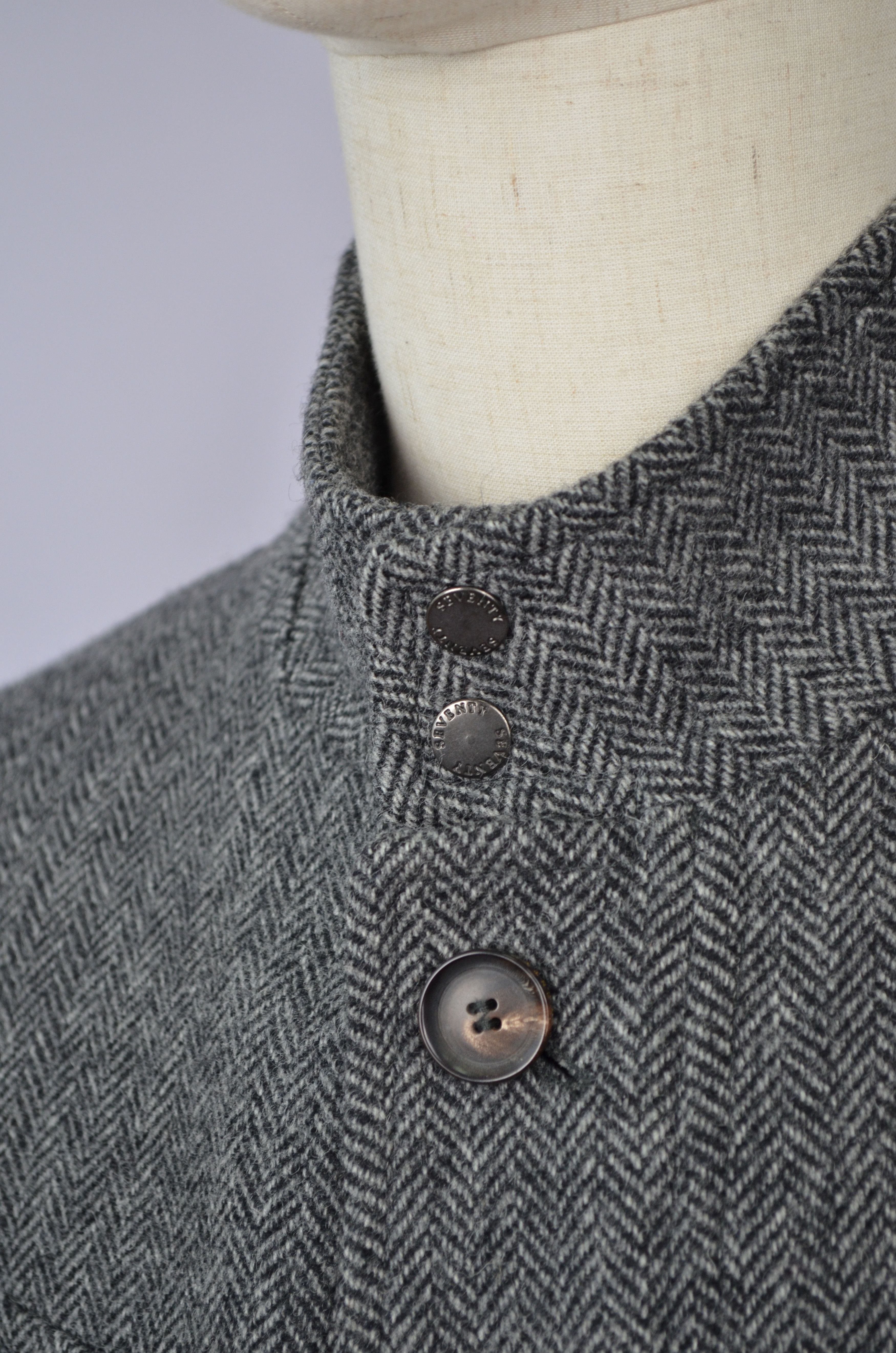 Designer Seventy Venezia Herringbone Yorkshire Tweed Wool Coat Jacket Size US M / EU 48-50 / 2 - 14 Thumbnail