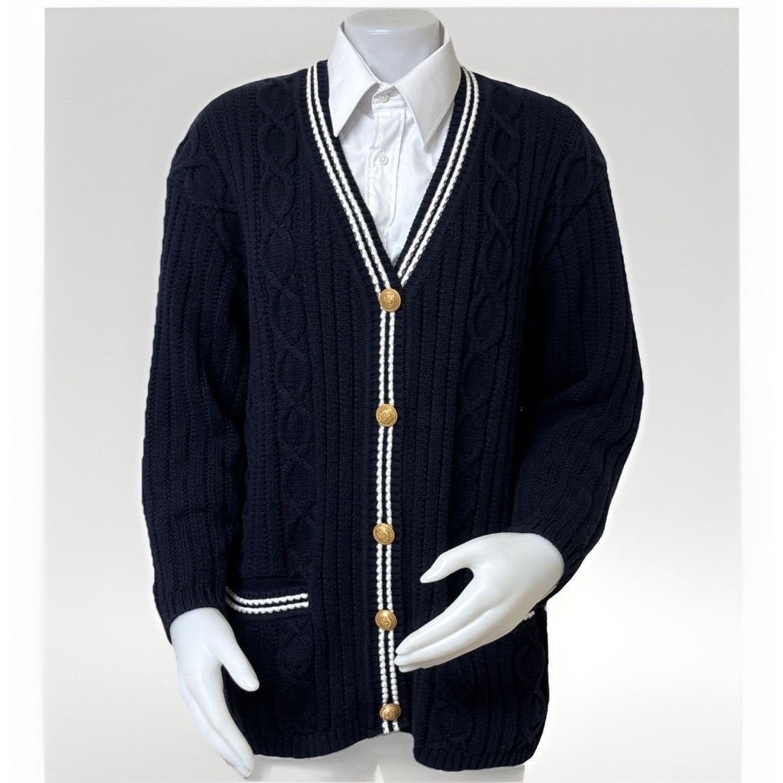 Bogner Bogner Sweater Womens 12 40 Varsity Tennis Cardigan Black Co Size XL / US 12-14 / IT 48-50 - 1 Thumbnail