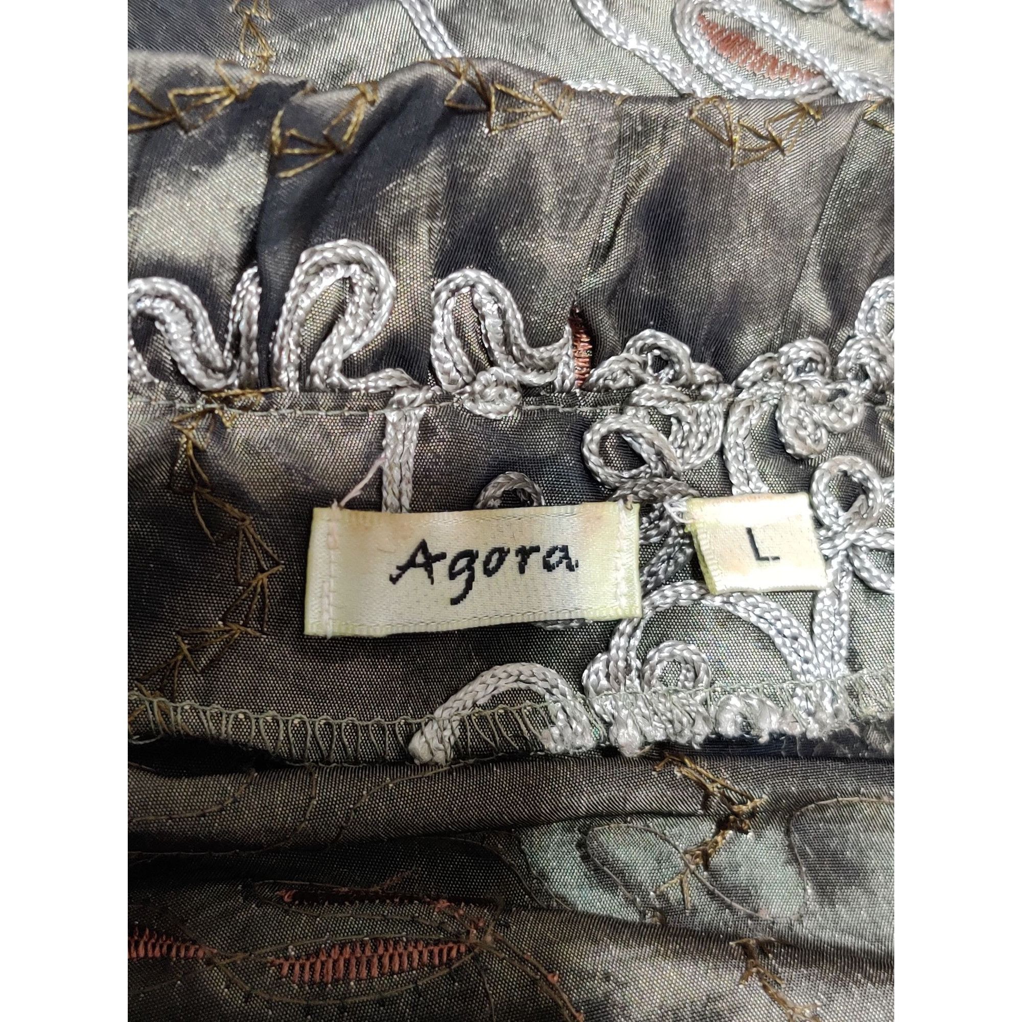Agora Vintage Agora L Olive Embroidered Ruffle Open Front Statemen Size L / US 10 / IT 46 - 7 Thumbnail