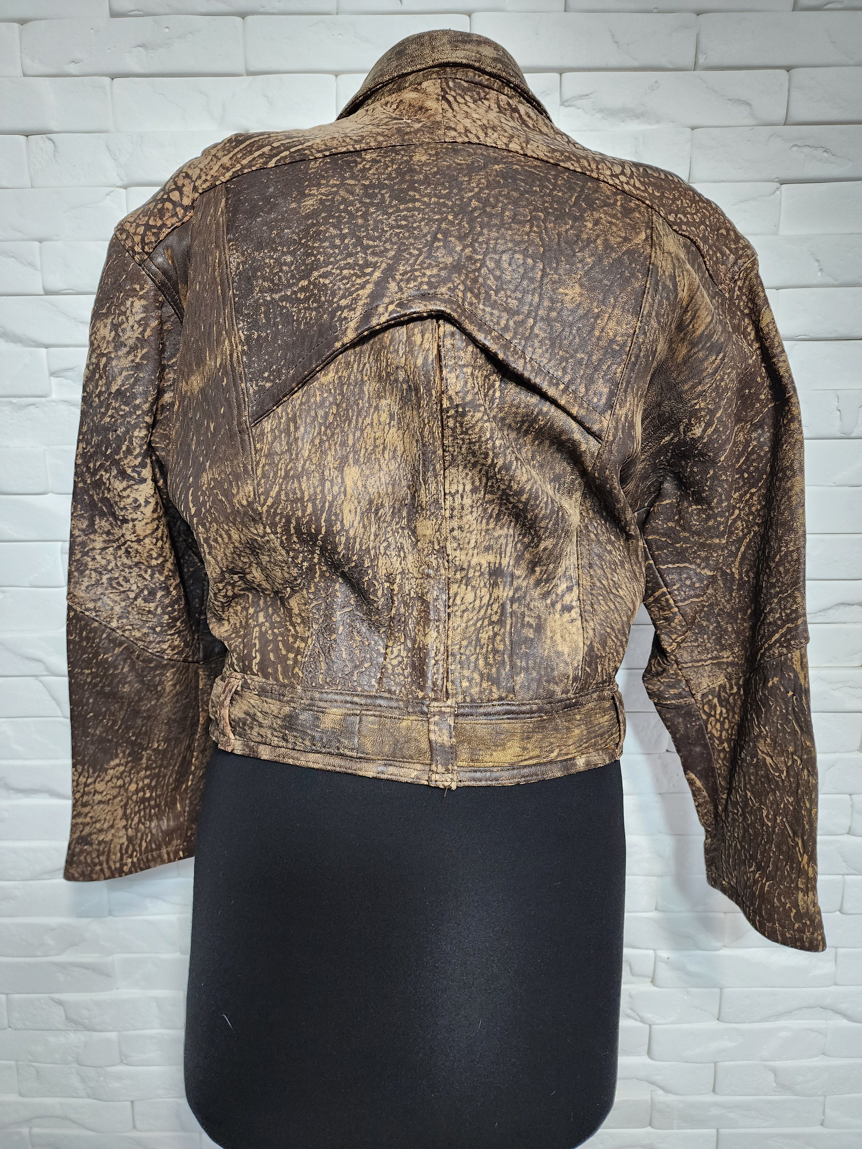 Other Brown Leather Cropped Jacket: Women's Belted Design Size M / US 6-8 / IT 42-44 - 5 Thumbnail