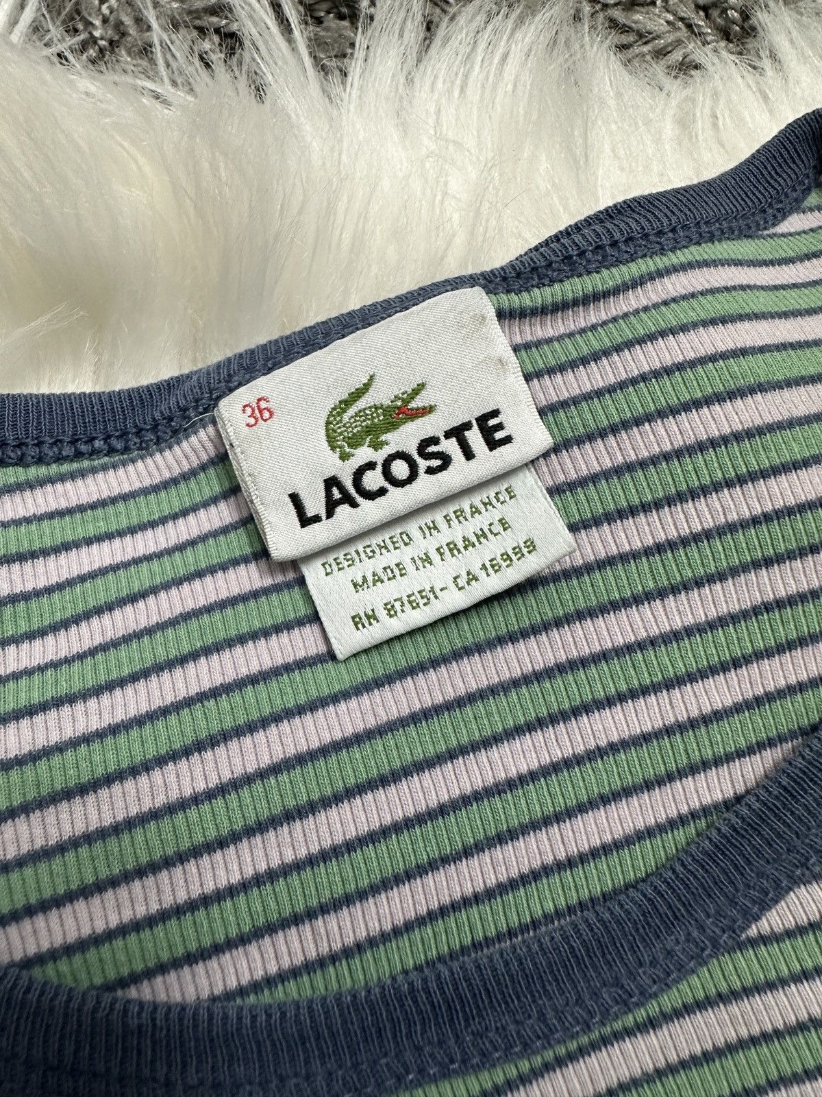 Designer Vintage Lacoste T-shirts Stripe Style Embroidery Logo Size S / US 4 / IT 40 - 6 Thumbnail