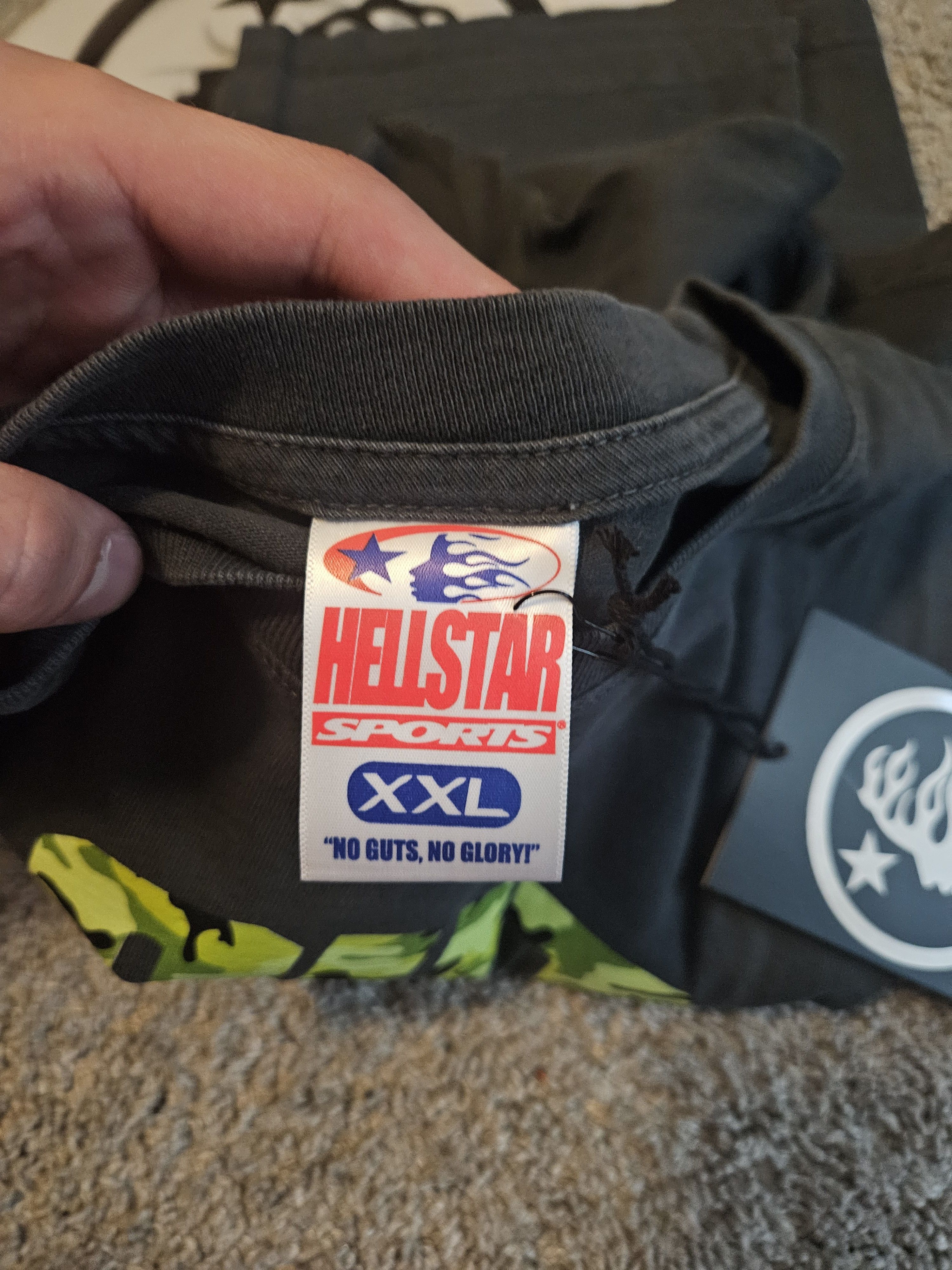 HELLSTAR Camo Green Sports Logo No Guts No Glory Black T Shirt Size US XXL / EU 58 / 5 - 6 Thumbnail