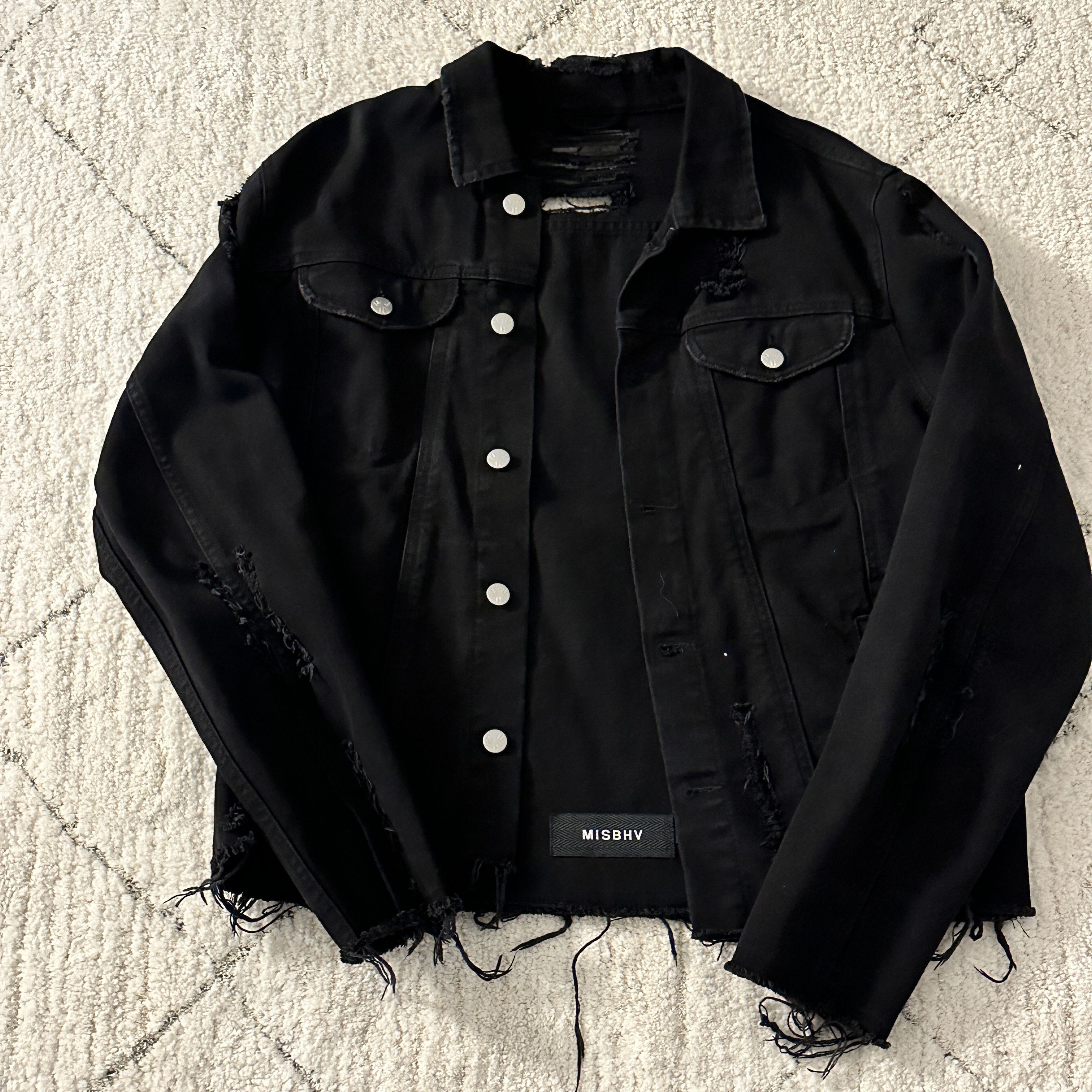 Misbhv MISBHV "Euphoria" Distressed Black Denim Jacket Size US XL / EU 56 / 4 - 2 Thumbnail