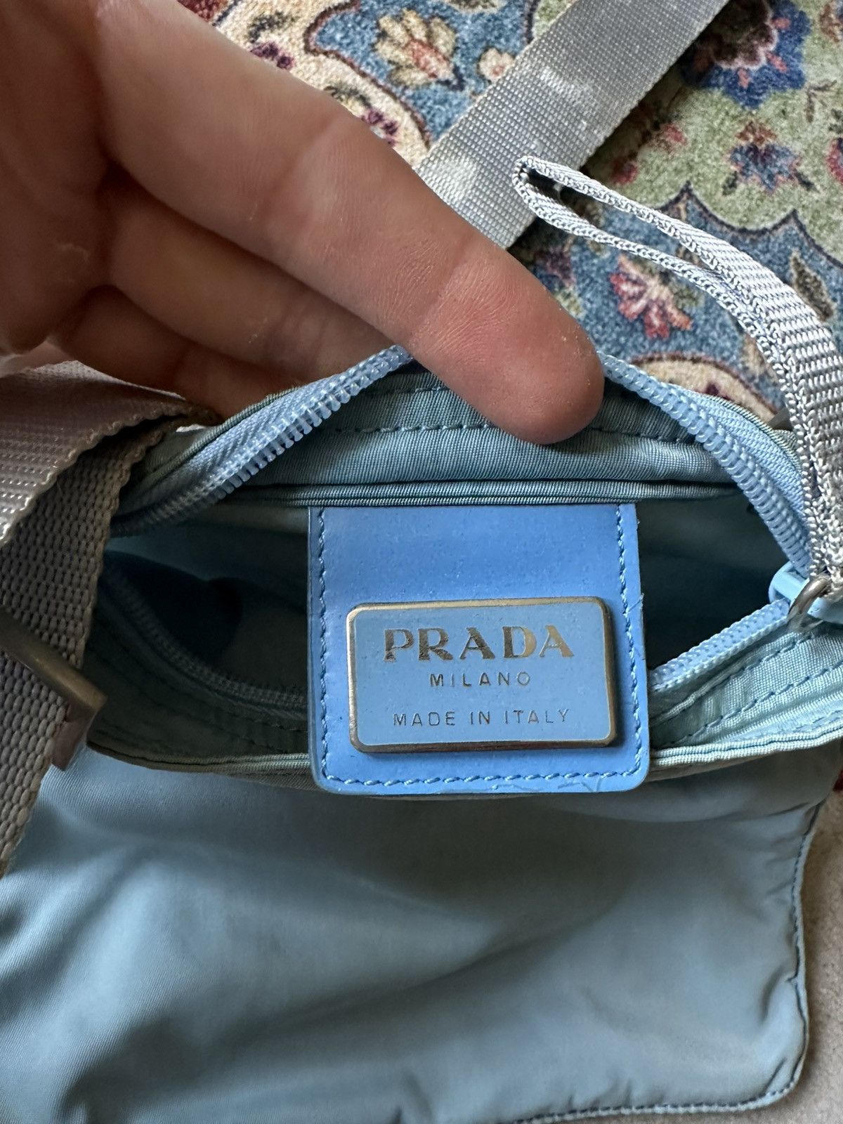 Prada × Vintage Vintage 2000s Prada Nylon Blue Messenger Crossbody Bag Size ONE SIZE - 8 Thumbnail