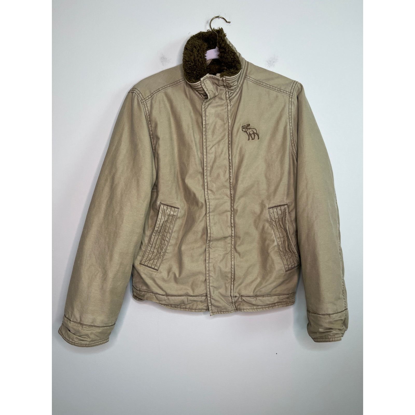 Abercrombie & Fitch 2000s Y2K Abercrombie & Fitch Khaki Adirondack Fur Jacket L Size US L / EU 52-54 / 3 - 1 Thumbnail