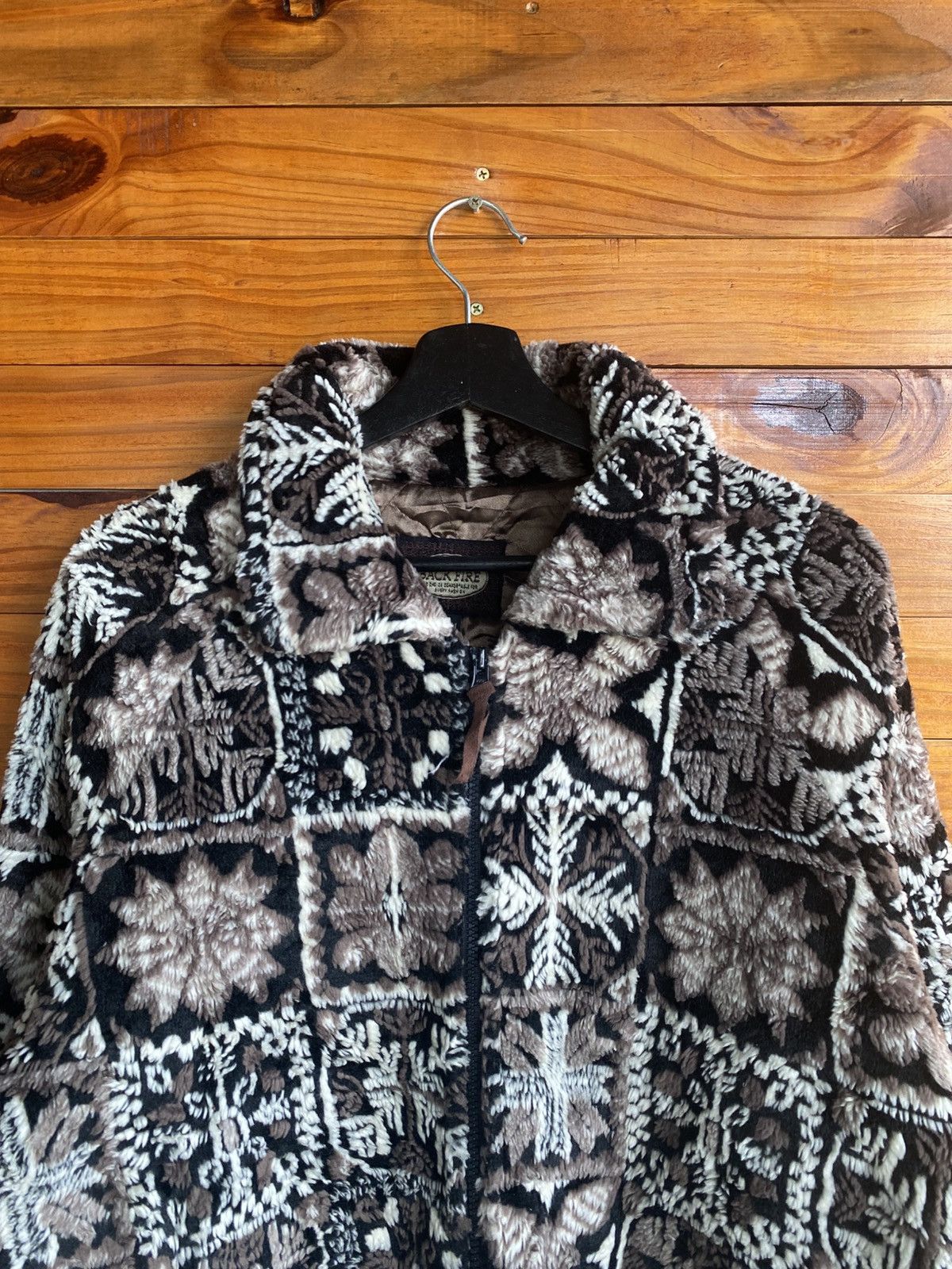 Vintage Vintage Back Fire Patterned Faux Fur Coat – Retro 90s Size US M / EU 48-50 / 2 - 8 Thumbnail