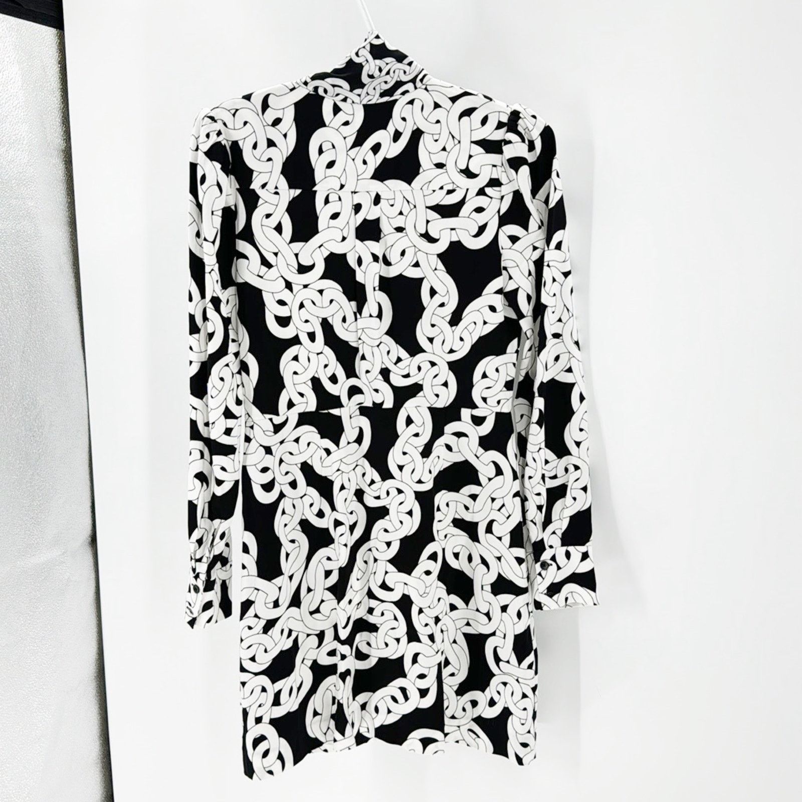 Diane von Furstenberg Diane von Furstenberg Franca Crawling Chain Tie-Neck Dress Size M / US 6-8 / IT 42-44 - 3 Thumbnail