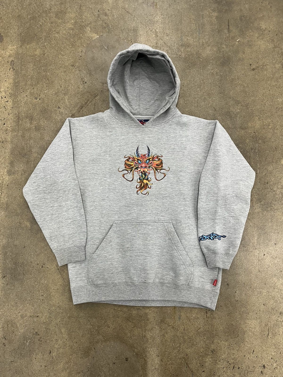 Pull à Capuche Vintage JNCO Années 90 - Dragon Gothique, Style Grunge/emo/cyber, Taille S, Occasion Très Bon état