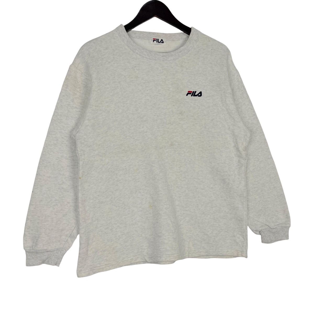 Fila × Vintage Vintage FILA Crewneck Sweatshirt Light Gray Pullover Jumper Size US L / EU 52-54 / 3 - 3 Thumbnail
