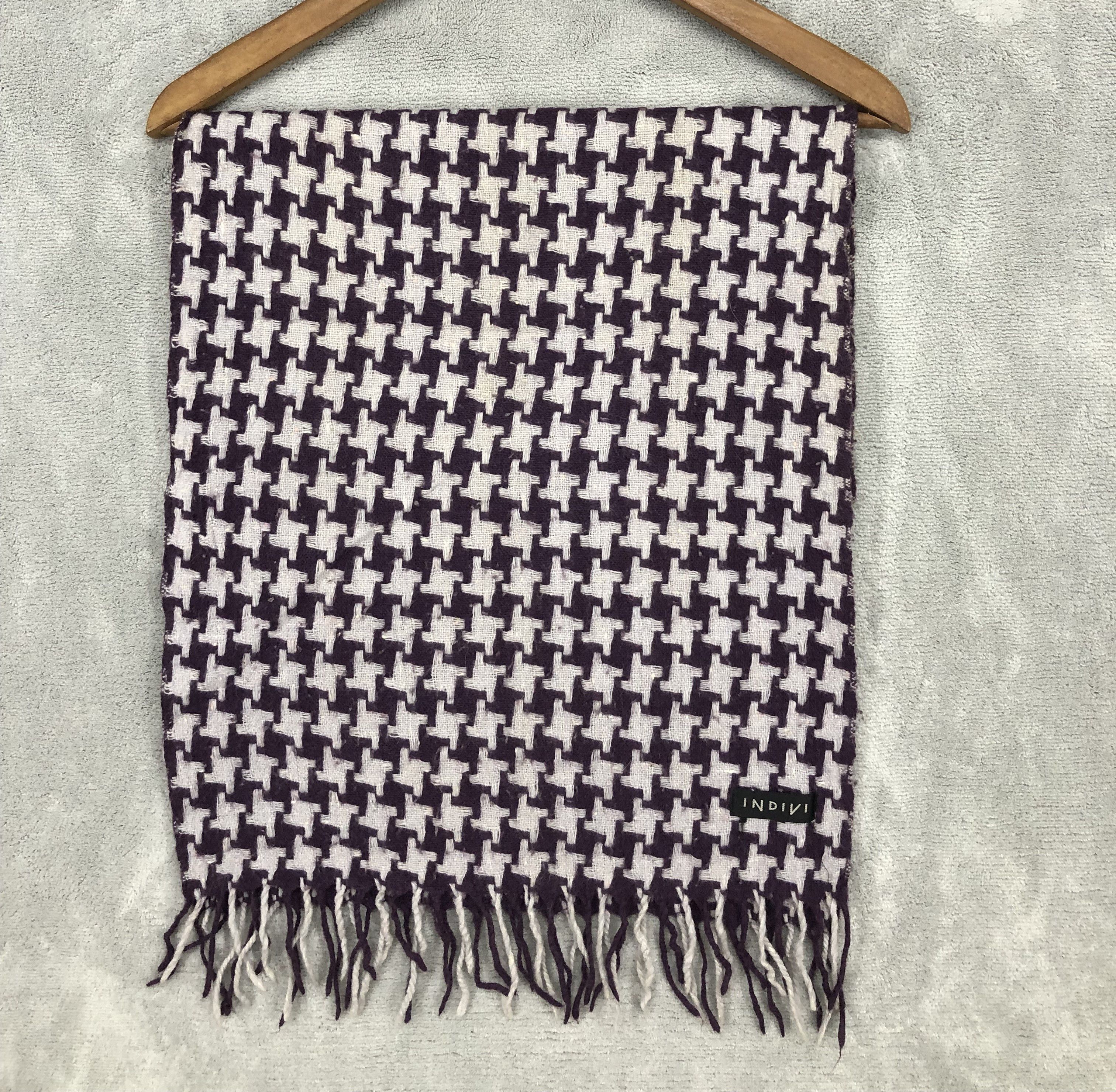 image of Indivi Checkered Scarf Muffler Neck Scarf in Blue Gray, Men's